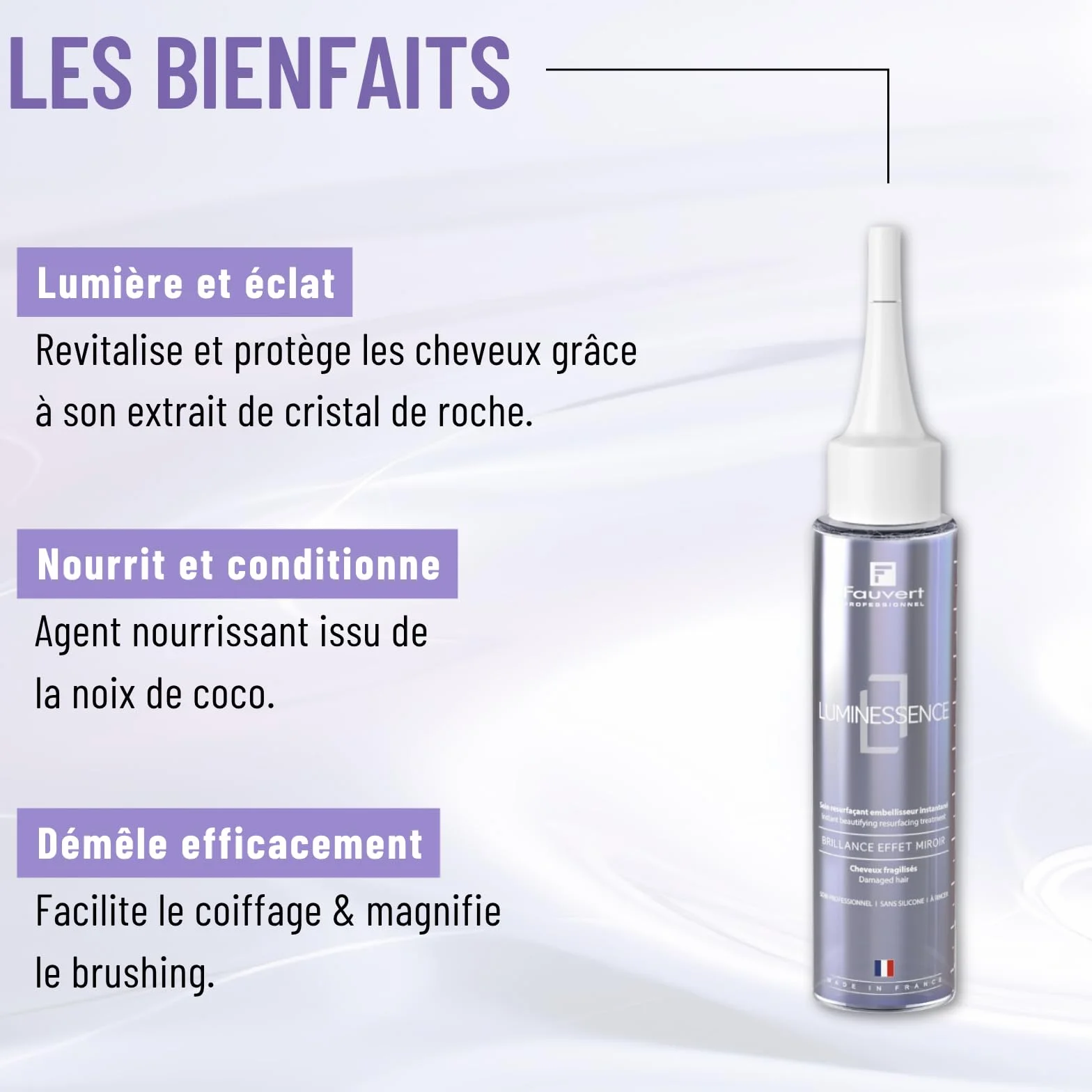 Fauvert Professionnel Luminessence Soin Concentré Resurfacant Embillisseur Instantané Lustrant Intensif à Rincer Cheveux Fragilisés 100 ml