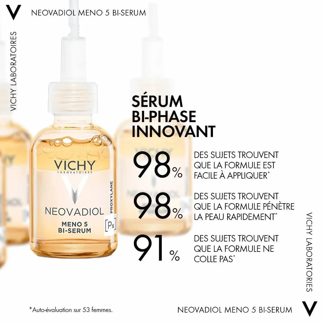 Vichy - NEOVADIOL - Bi-Sérum Méno 5 - Sérum Anti-âge - Enrichi en Proxylane et Niacinamide - Soin Visage Qui Nourrit et Redensifie la Barrière Cutanée - Pour Peaux Matures