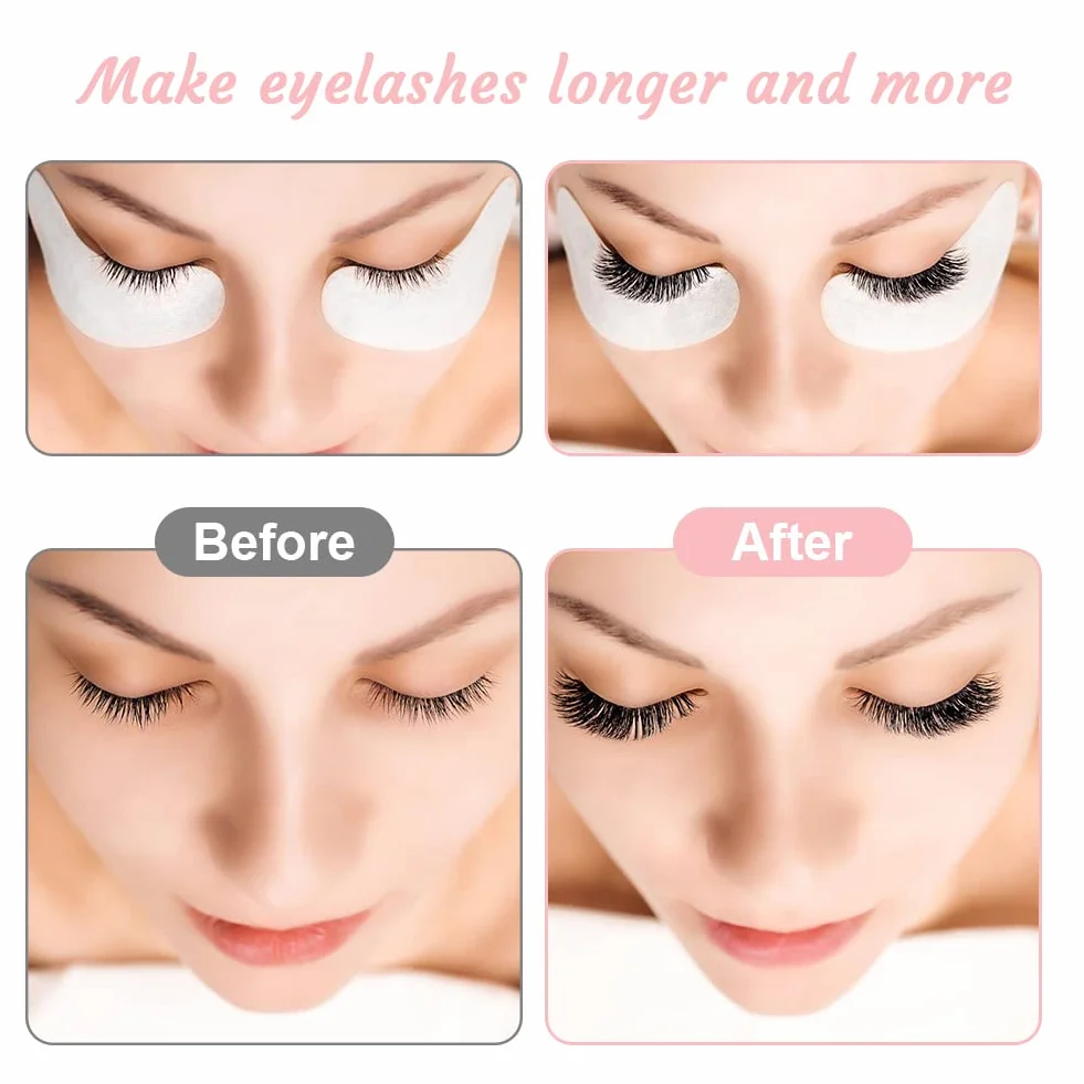 URAQT Patchs Pour Extensions de Cils 50pcs Gel Patch de Cils Eye Pad Rose