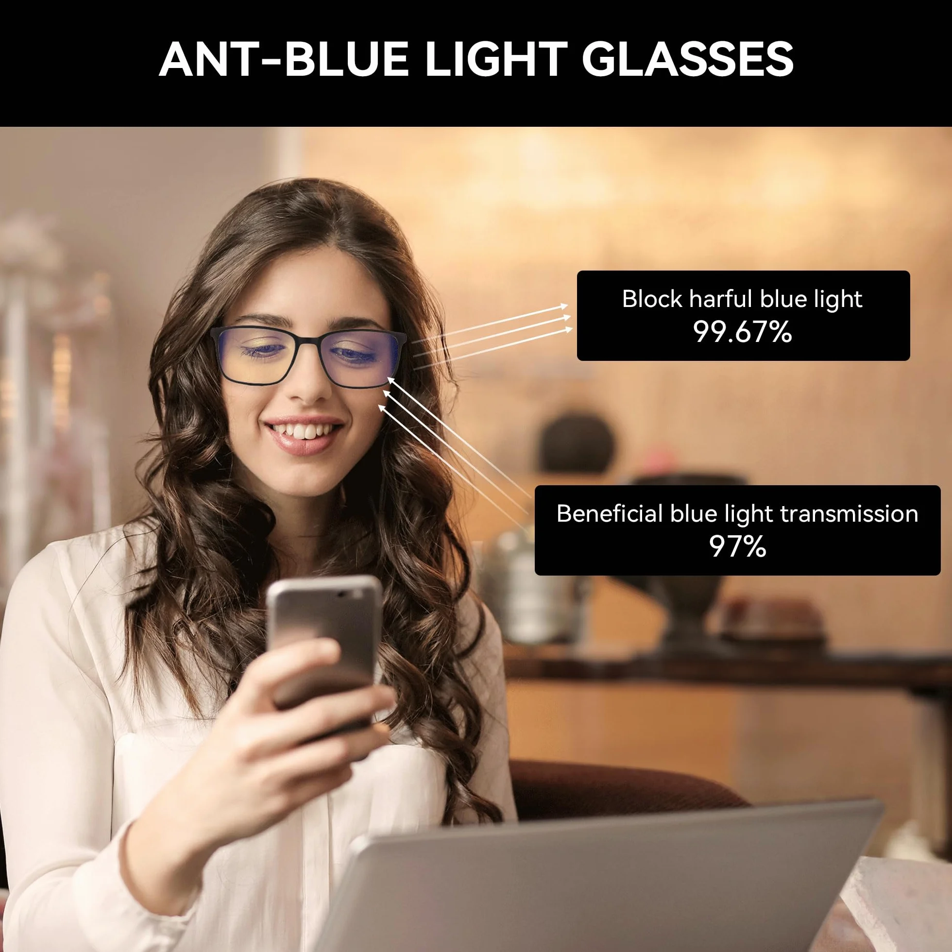 ZENOTTIC Lunettes de Lecture Homme Filtre Lumière Bleue Monture Carrée Anti-Reflets Sport Ordinateur