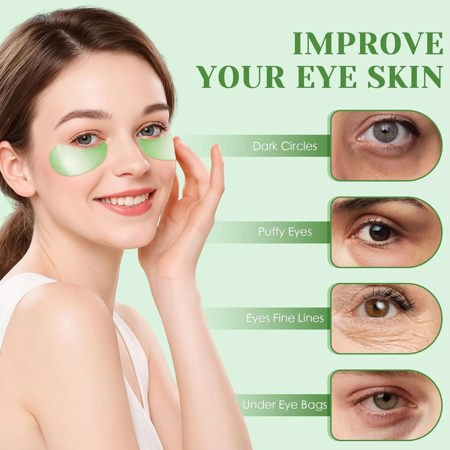Patchs Yeux Anti Cernes Aloe Vera Collagène Acide Hyaluronique Masque Hydratant Anti Ride 80g