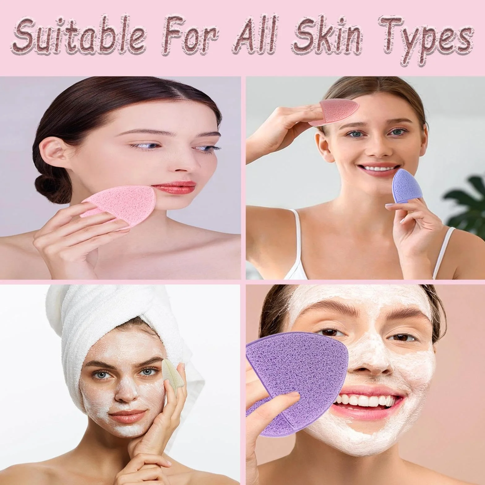 Éponge Nettoyante Visage Lot De 6, Tampons Exfoliants Réutilisables, Nettoyage En Profondeur Points Noirs Peau Morte