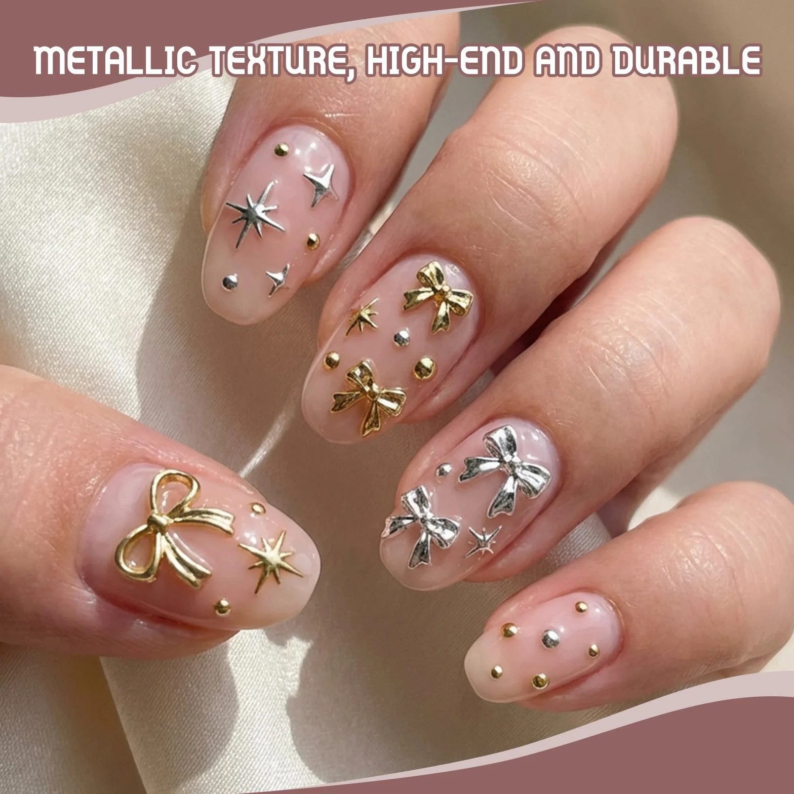 Kit Nail Art Strass Ongle Lot de 3 Boîtes 36 Types Étoile Dorée Argentée Perles Pince à Épiler
