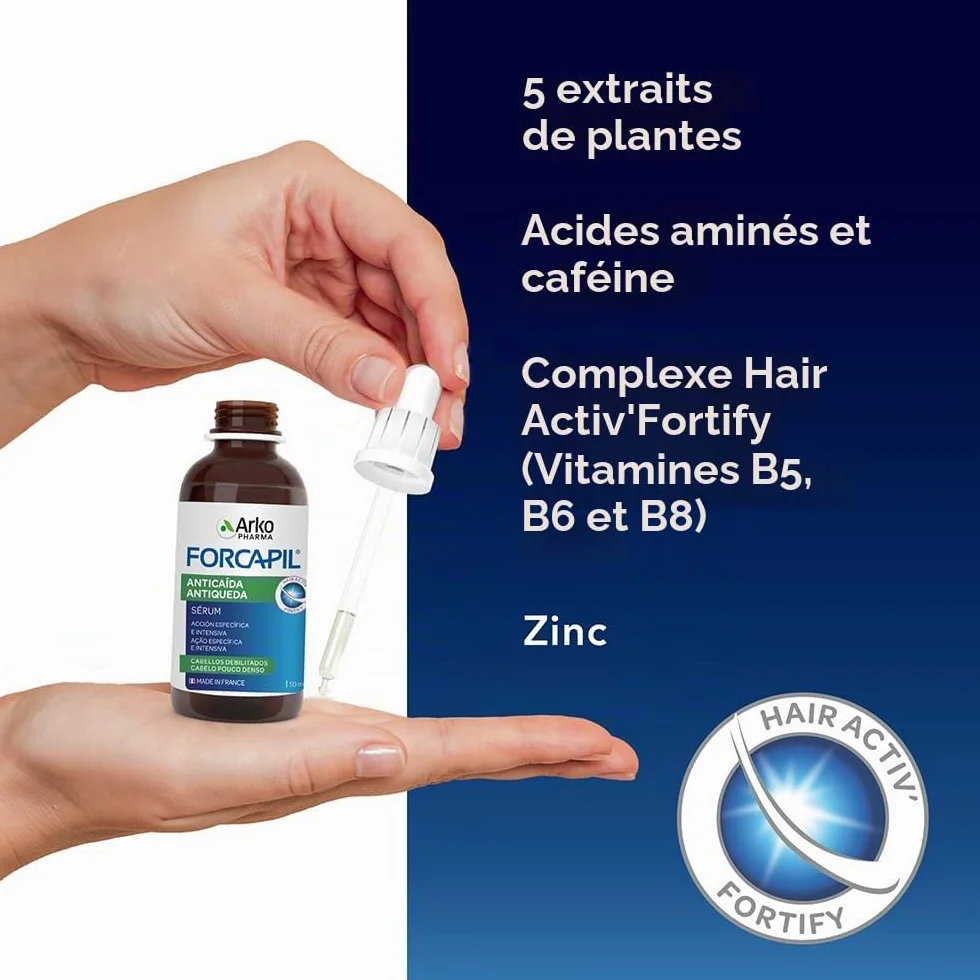 Arkopharma Forcapil Sérum Anti-Chute Renforce les Cheveux Réduit la Chute Stimule la Croissance Densité Résistance