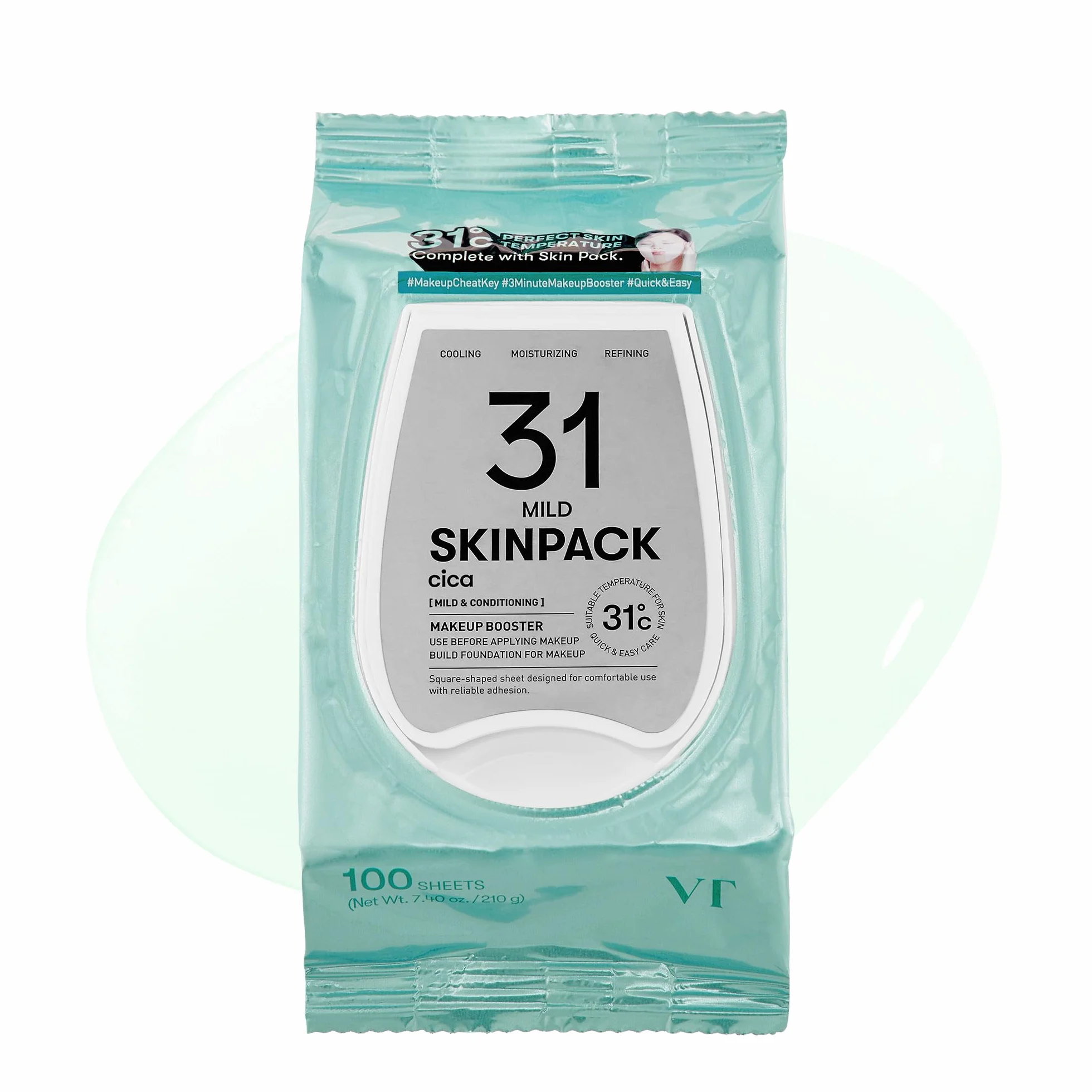 VT COSMETICS Mild Skin Pack Lot de 100 lingettes hydratantes et exfoliantes pour le visage