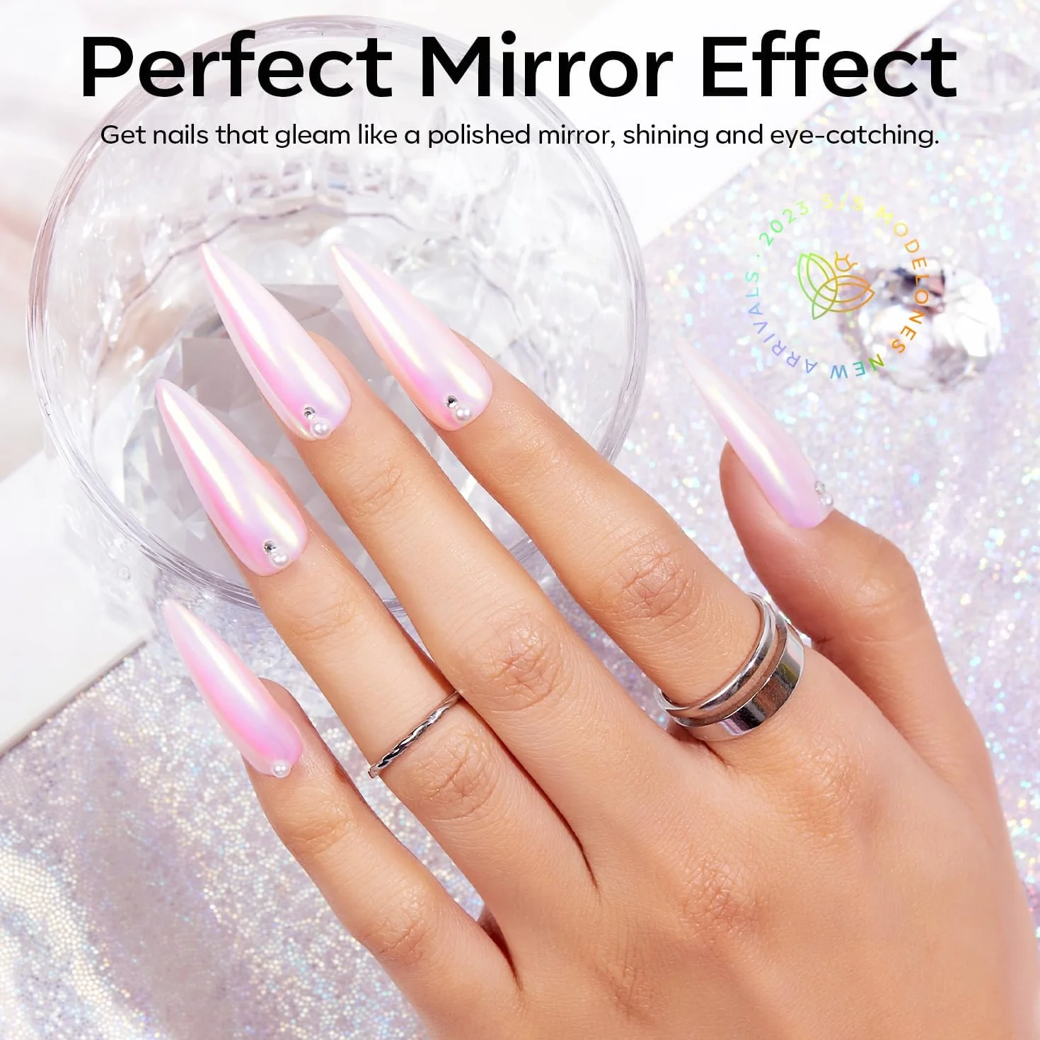 Modelones Lot de 13 poudres à ongles chromées - Poudre à paillettes pour ongles