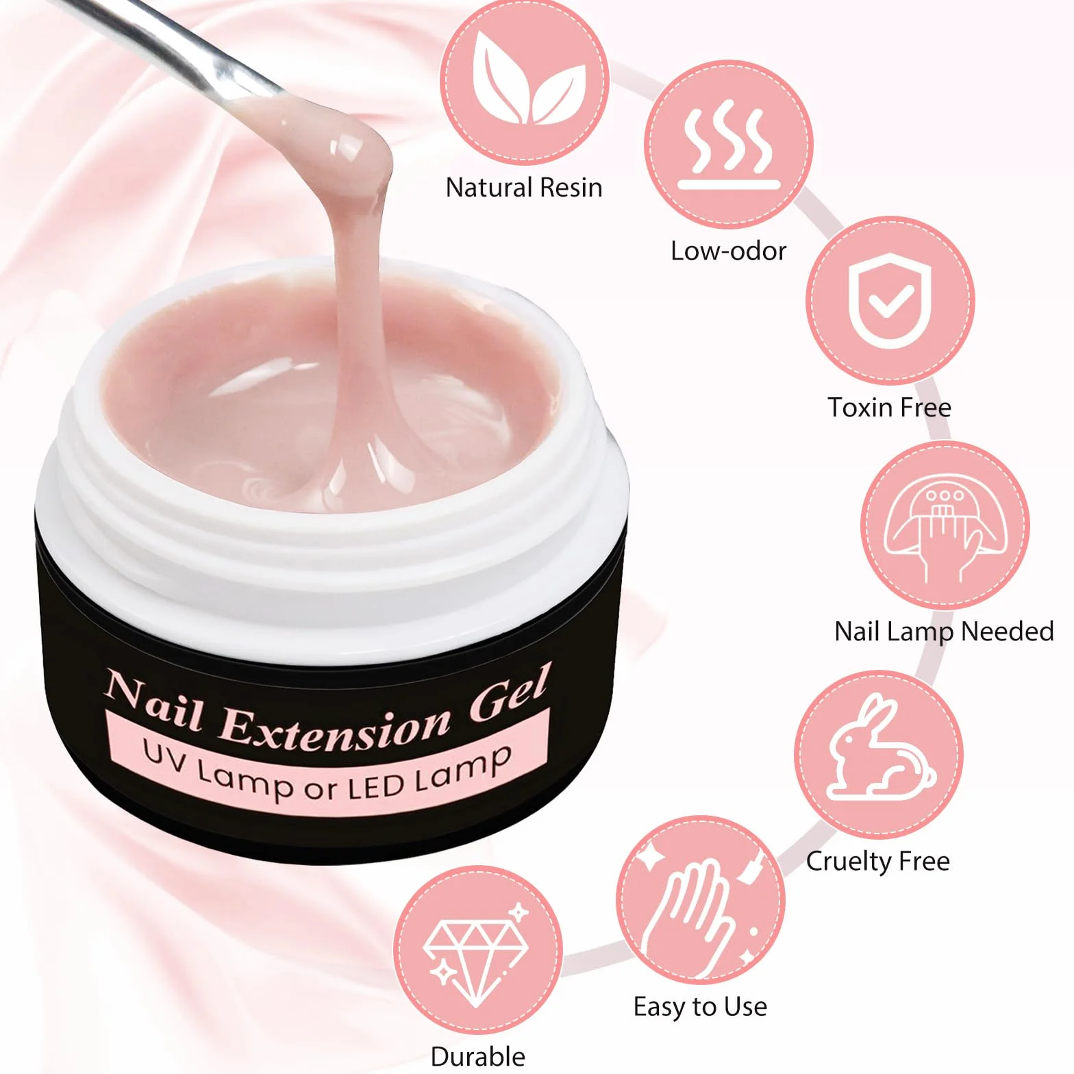 Gel Construction Ongle UV 15 ML Builder Gel Base Gel UV Ongles Renforcement Extension Nail Art Manucure DIY Milky Rose