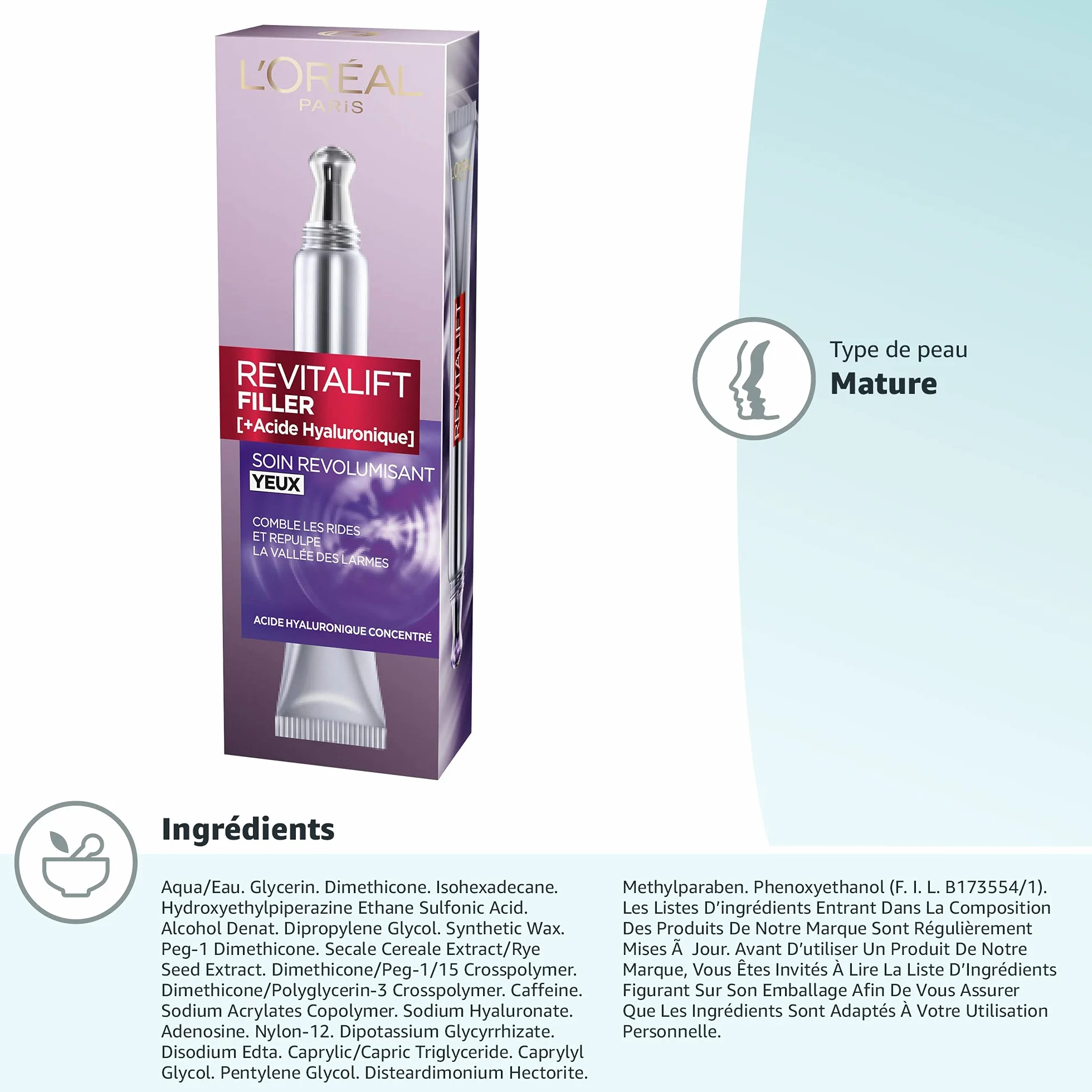 L'Oréal Paris Revitalift Filler Soin Contour des Yeux Revolumisant 15 ml