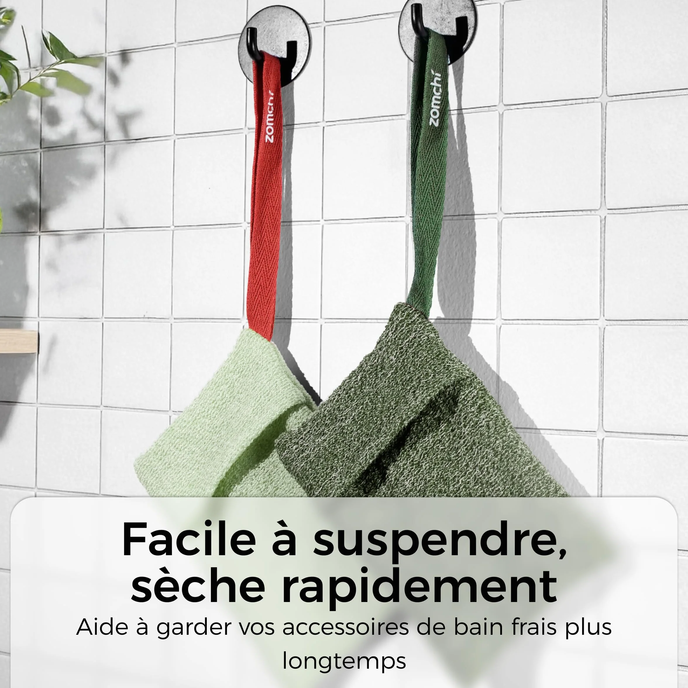 ZOMCHI Pochettes Pour Savon Exfoliant, Lot De 2 Sachets Avec Mailles à Gros Et à Mailles Fines, Vert Olive