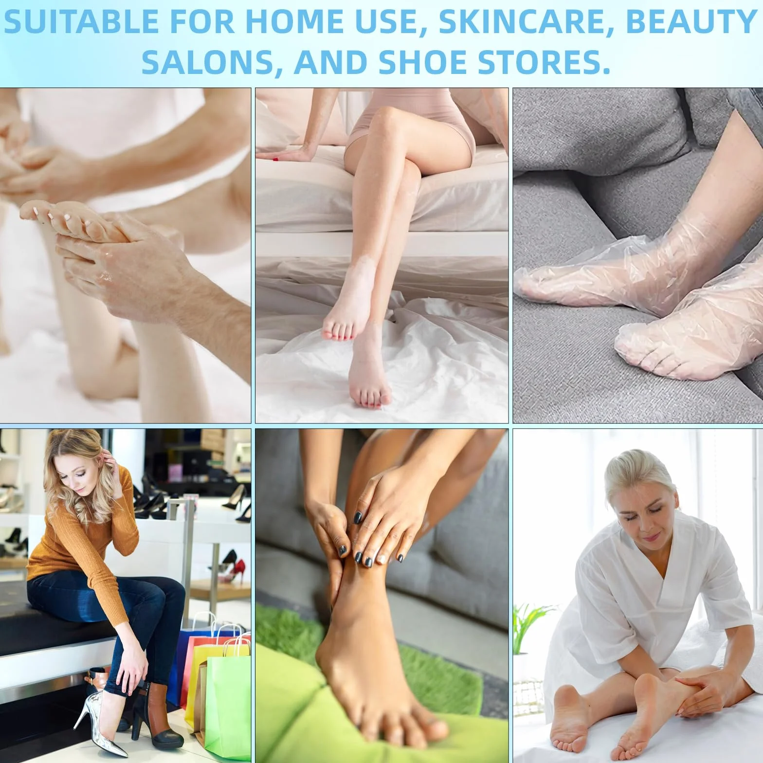 Qianyu Lot de 100 chaussettes jetables en plastique hydratantes pour les pieds, soins de la peau
