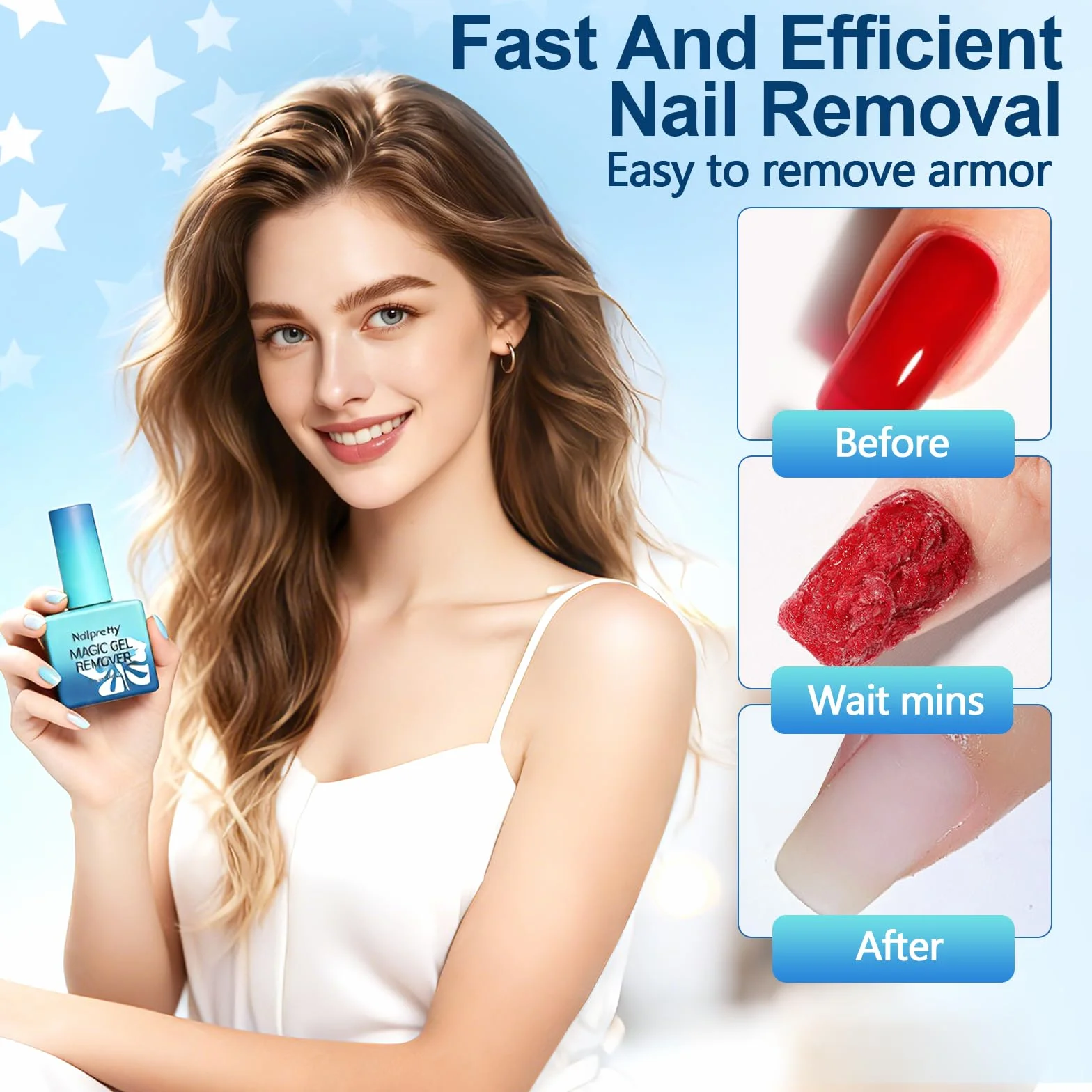 Dissolvant Vernis Semi Permanent Gel Nail Polish Remover 2x15 Ml Enlève en 3-5 Minutes