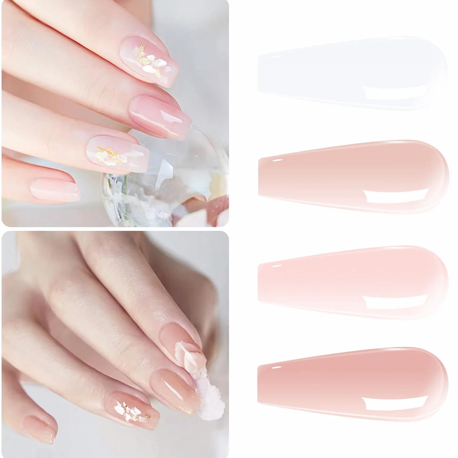 Vishine 4 Couleurs Vernis Gel Semi-Permanent Transparent Milky White Pink UV LED 8ml