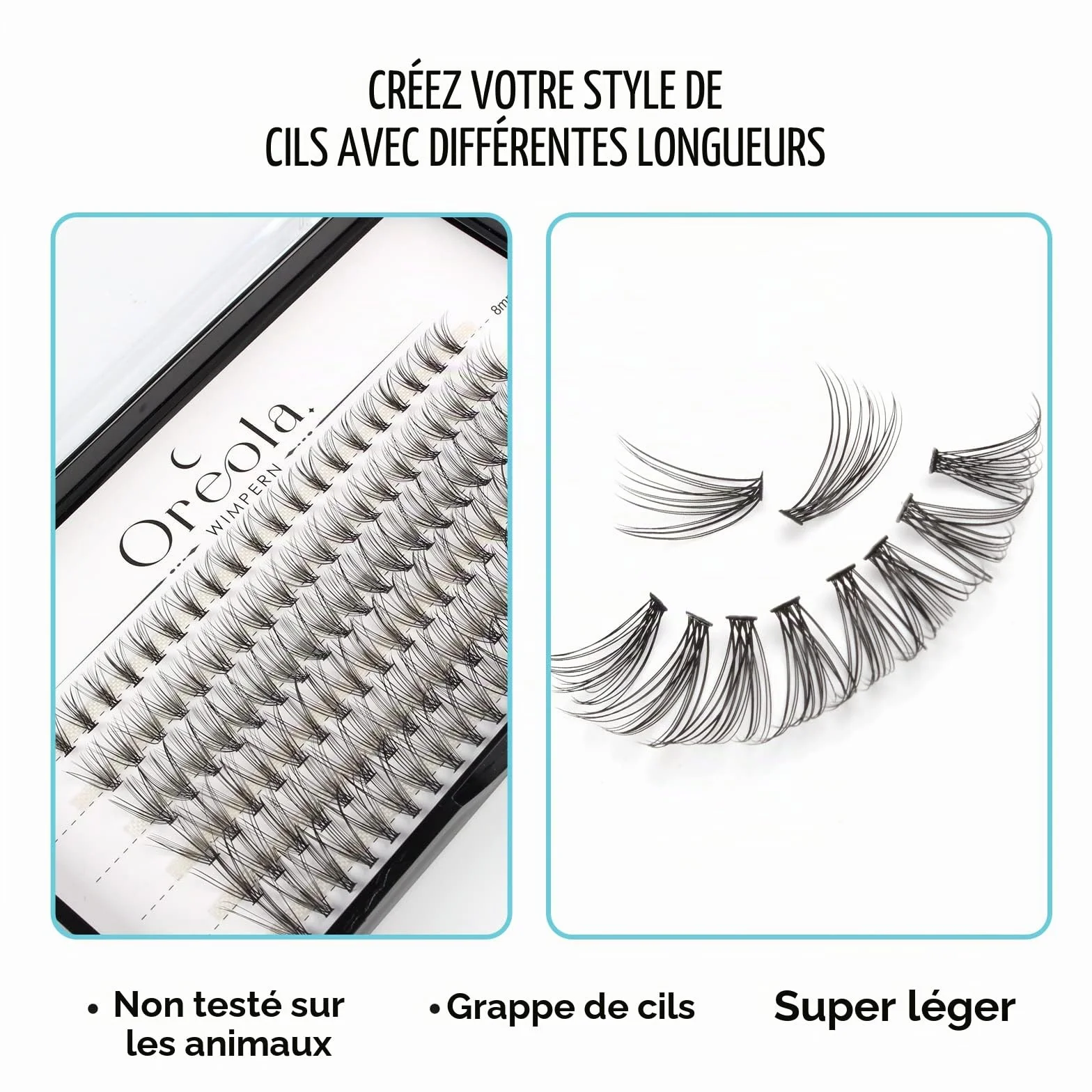 Lot de 120 faux cils individuels naturels 0,07D 8-14 mm pour extensions de cils