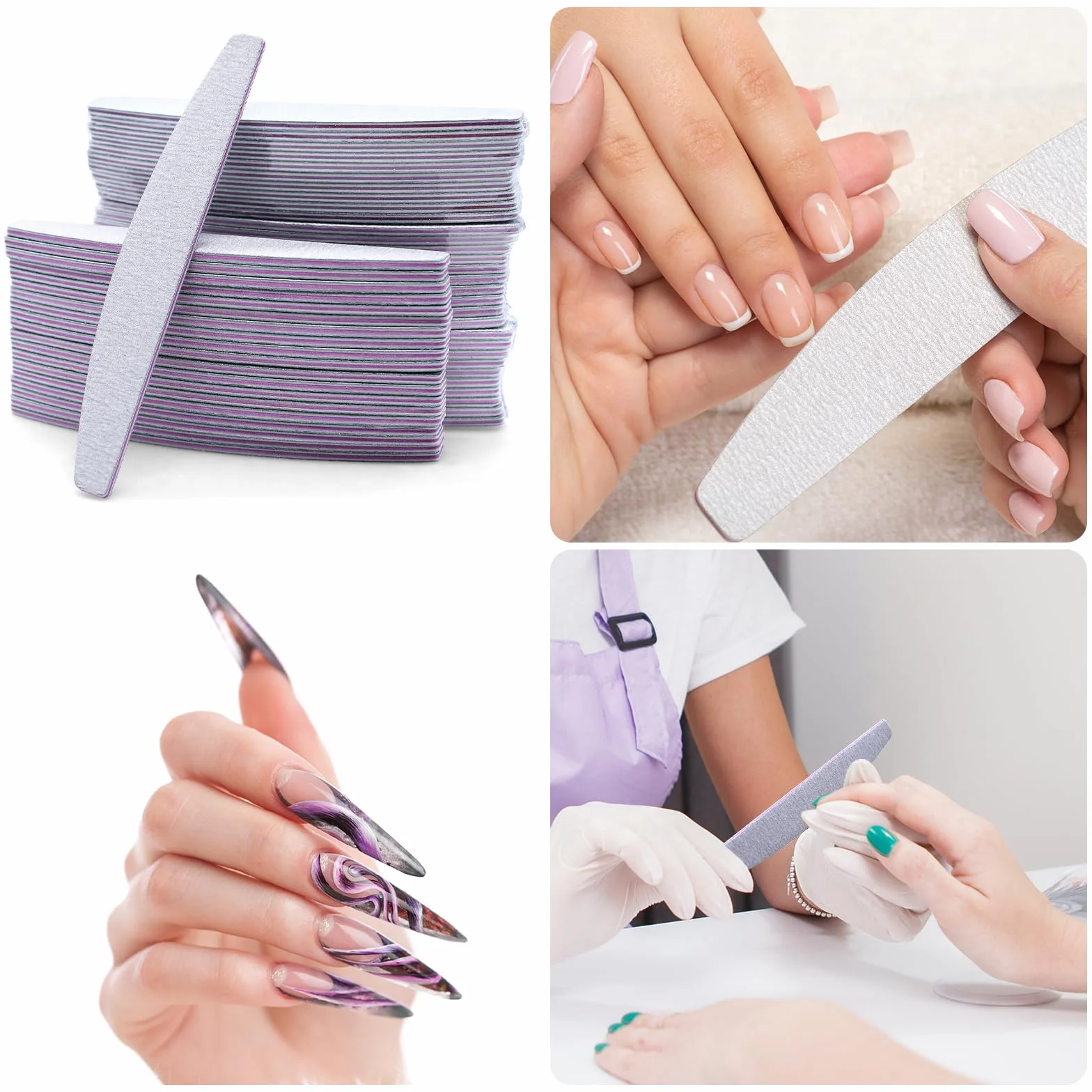 Lime à Ongles Professionnelle 100/180 Double Face Lavable 50 Pcs
