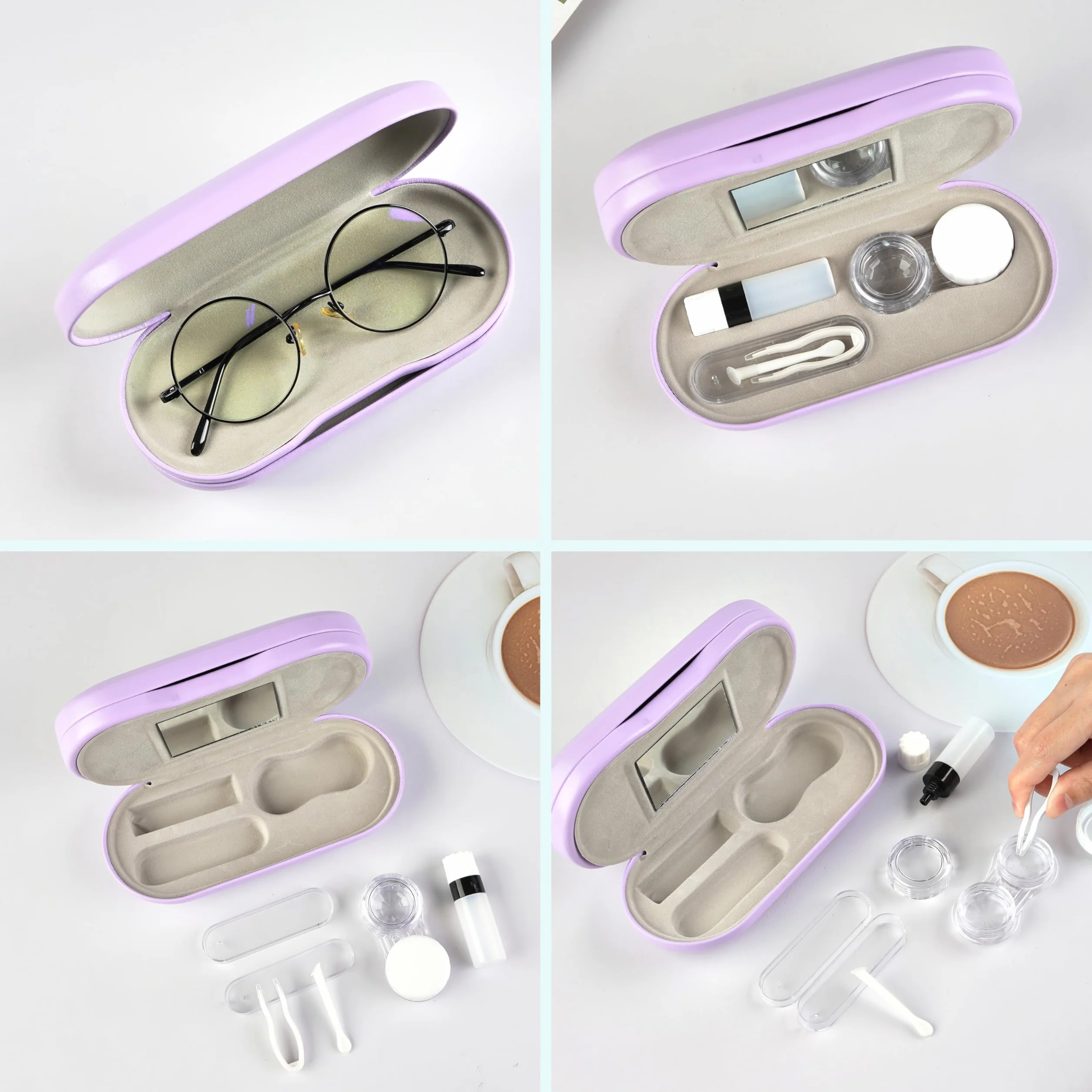 Étui à lunettes 2 en 1 portable double face multifonction avec outil