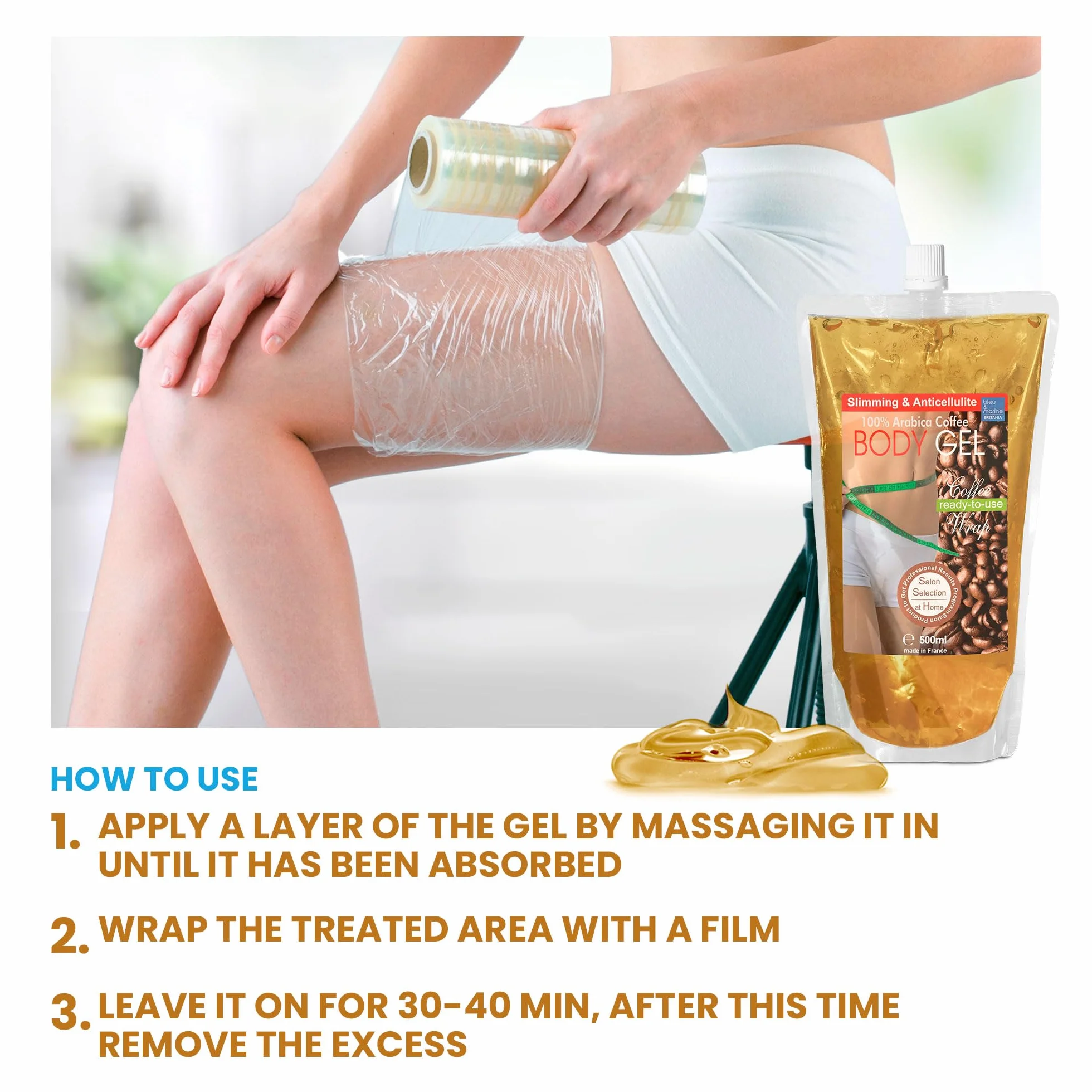 Gel Raffermissant et Anti Cellulite au Cafeine et Algues 1000 ml 1 L Intensif Traitement Puissant et Sculpteur du Corps (Jambes, Ventre, Fesses) pour une Peau 6x + Ferme et Tonique