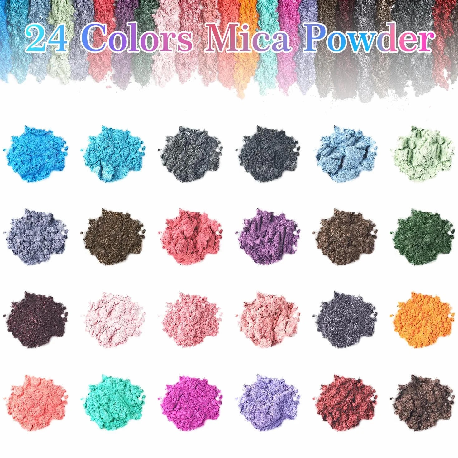 AIMEILI Poudre de Mica 24 Couleurs, Paillettes Fines pour Résine Époxy, Nail Art, Maquillage, Bougie, Savon