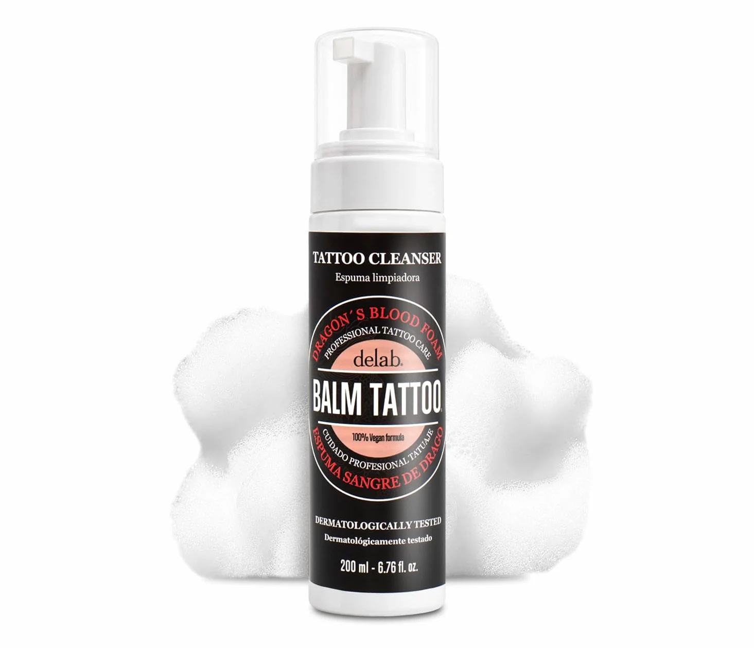 Mousse nettoyante Sang de dragon 200 ml | Soin professionnel du tatouage