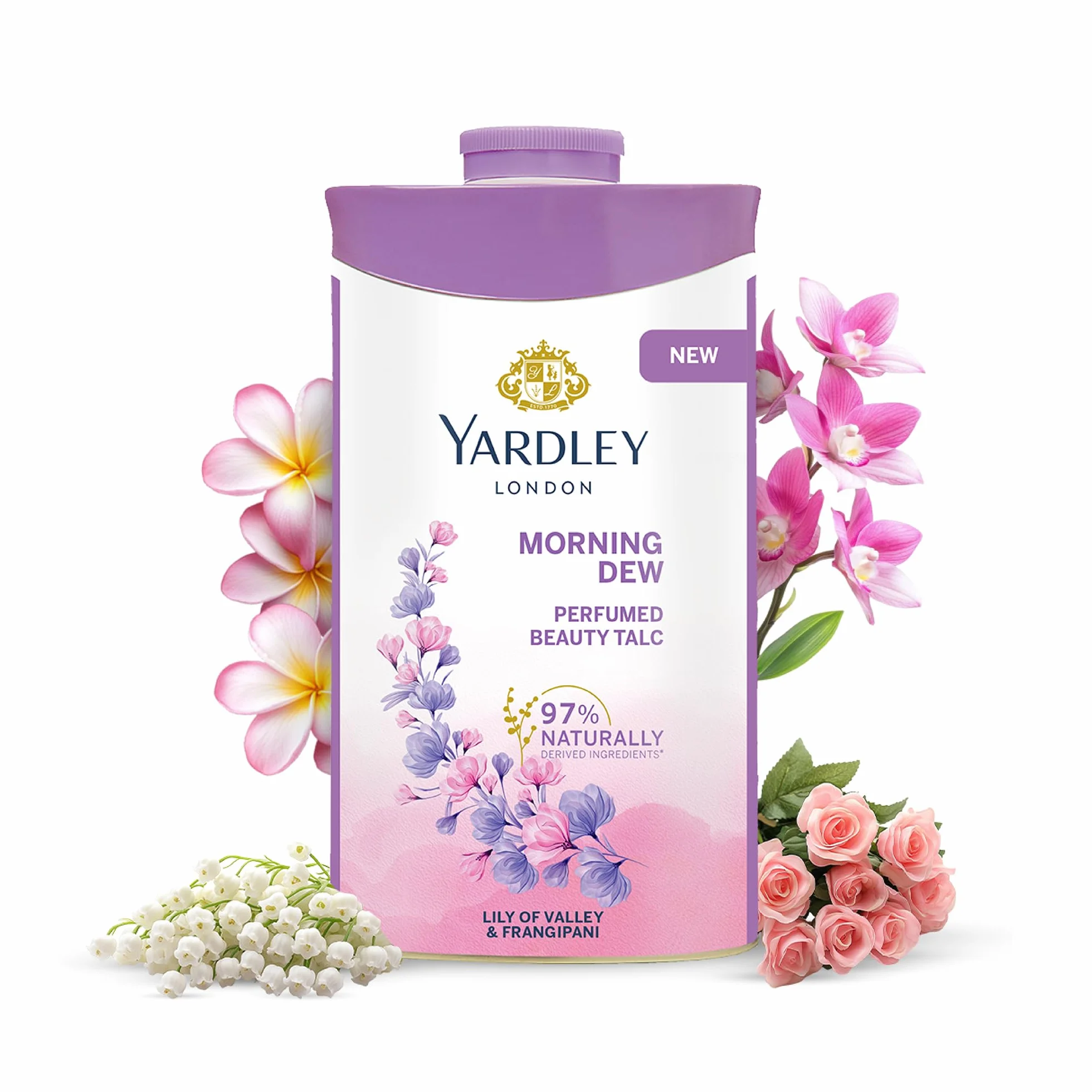 Yardley London Morning Dew Talc parfumé pour femme 250 g
