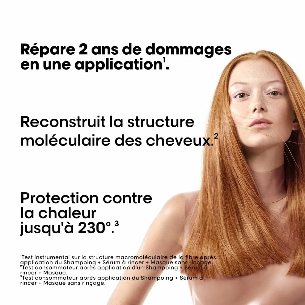 L'OREAL PROFESSIONNEL Absolut Repair Molecular Réparation Thermoprotection Cheveux Très Abîmés Raides à Bouclés Répare 2 Ans Dommages +97% Force