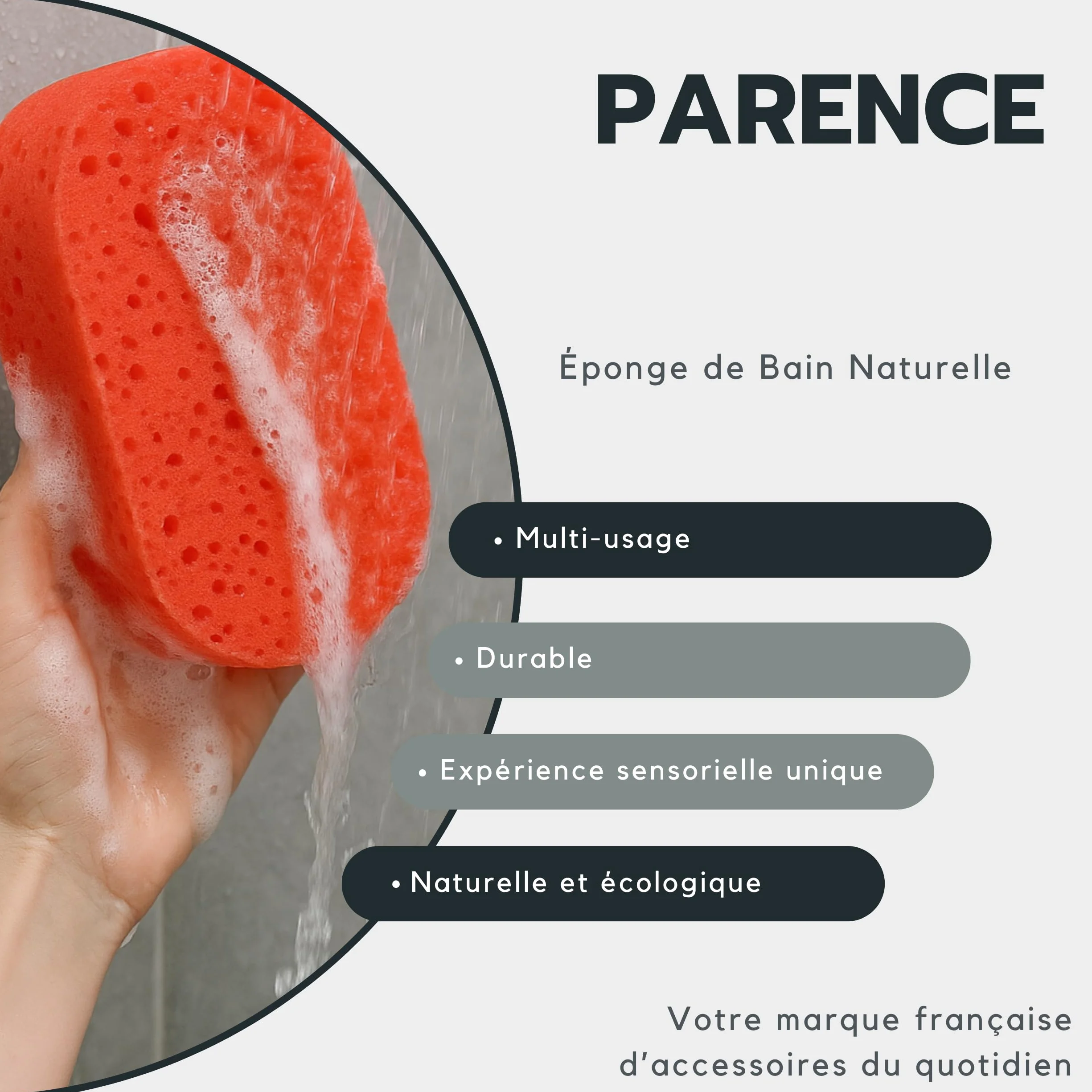 PARENCE Éponge de Bain Naturelle Végétale Douche Corps Visage 13x11x7 cm