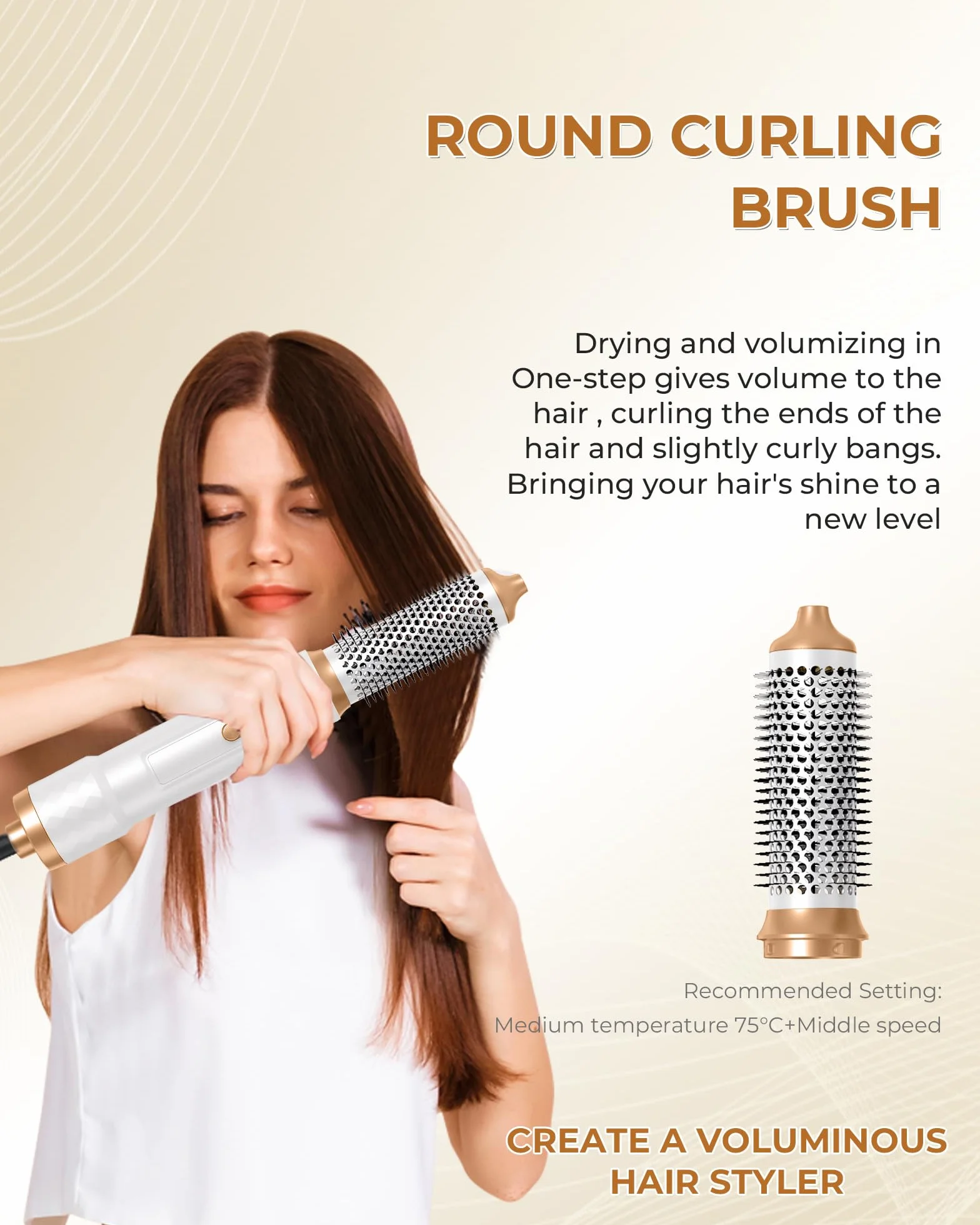 UKLISS Airbrush 6 en 1 Sèche Cheveux Professionnel 1000W Boucleur Automatique Brosse Soufflante Blanc
