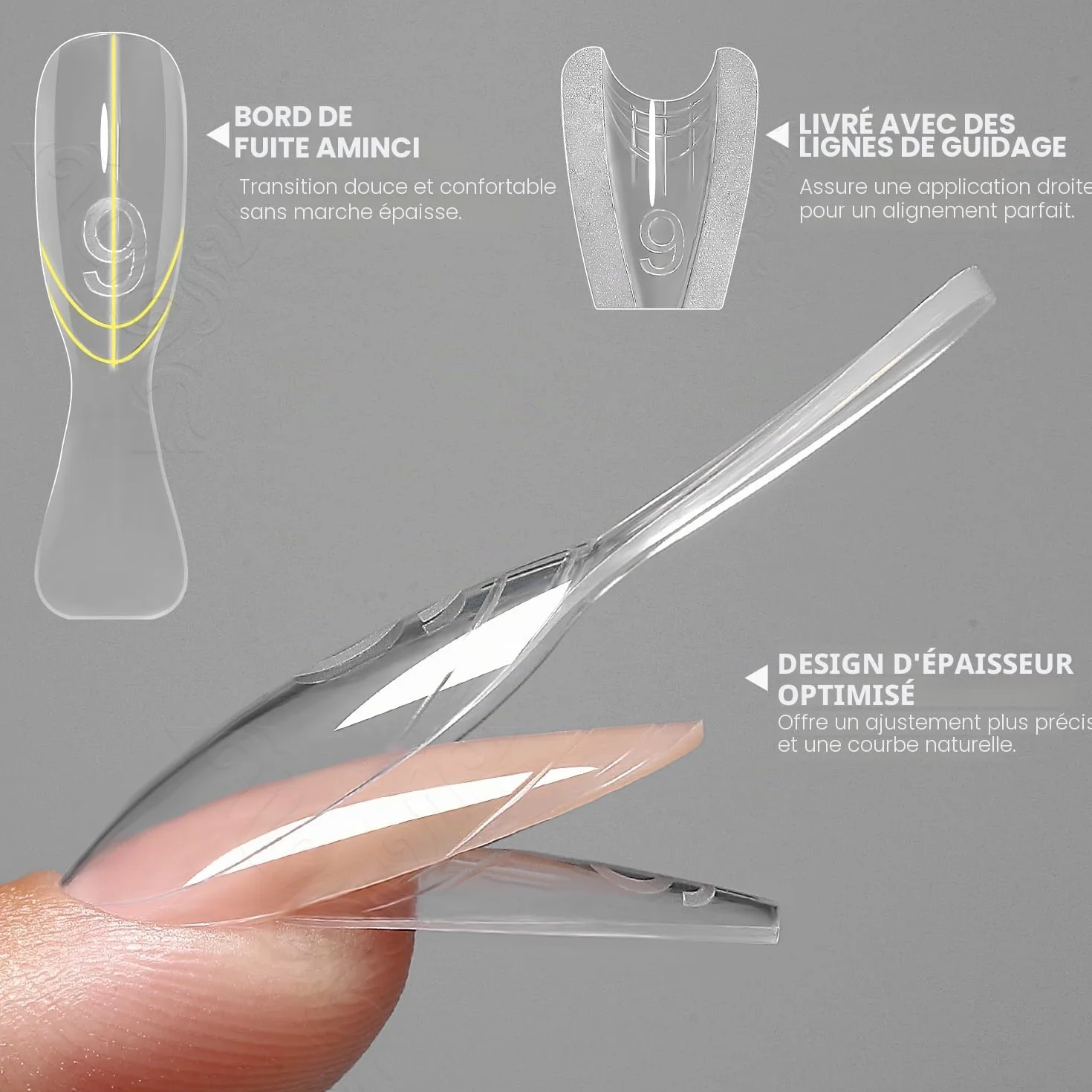sandwich originaux formes doubles,240ps moule d'ongles pour l'extension rapide des ongles, 15 tailles forme en plastique, outils d'art des ongles de salon(W558-Almond)