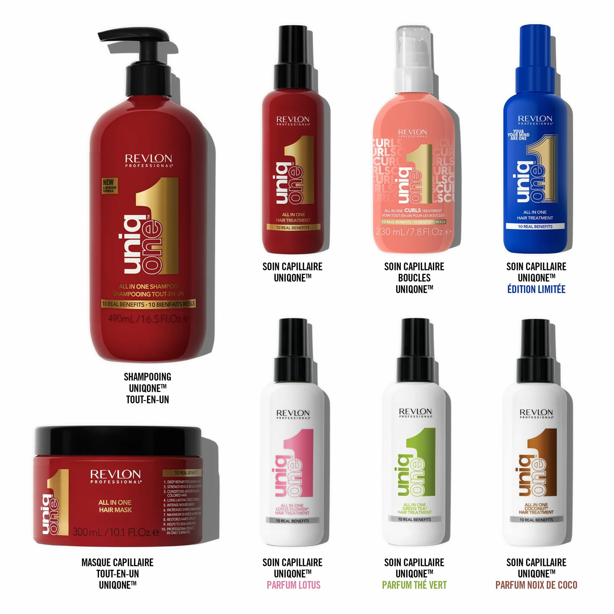 Revlon Professional UniqOne Masque en Spray Sans Rinçage 150 ml Soin Cheveux Nourrissant Réparateur Vegan