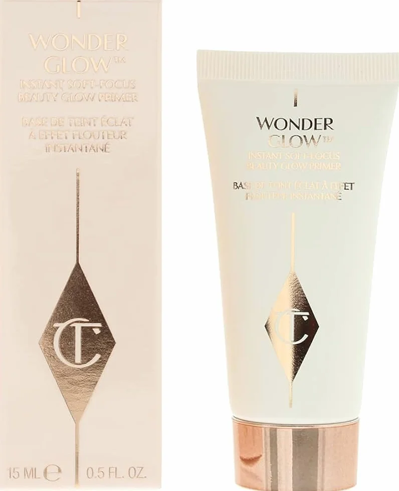 Charlotte Tilbury Wonderglow Apprêt pour le visage – Apprêt doux et illuminant pour hydrater et estomper l'apparence des imperfections, ridules et rides – Infusé avec de l'acide hyaluronique et de