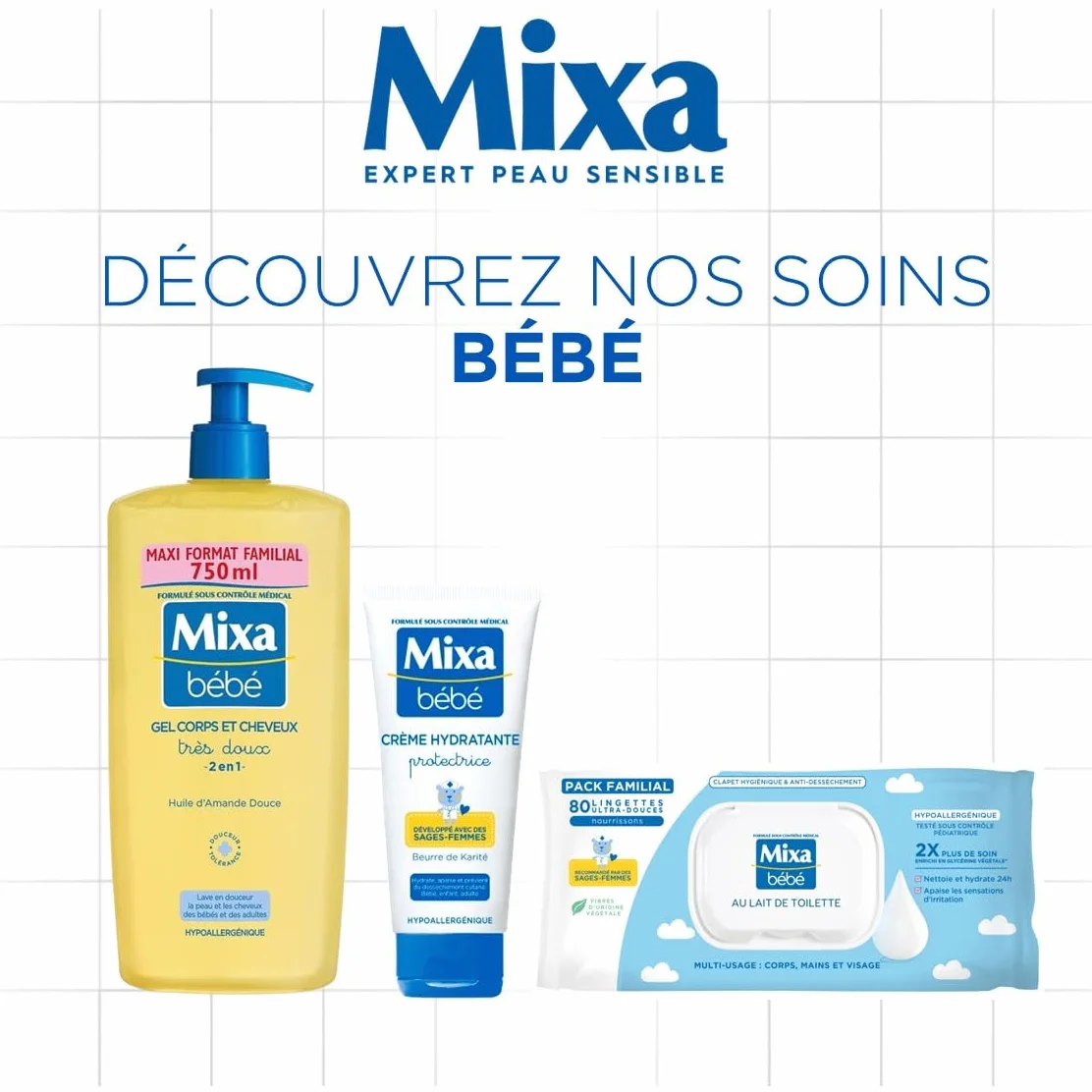 Mixa Déodorant Bille 48h Anti-Irritations 0% alcool Hypoallergénique Aisselles Sensibles