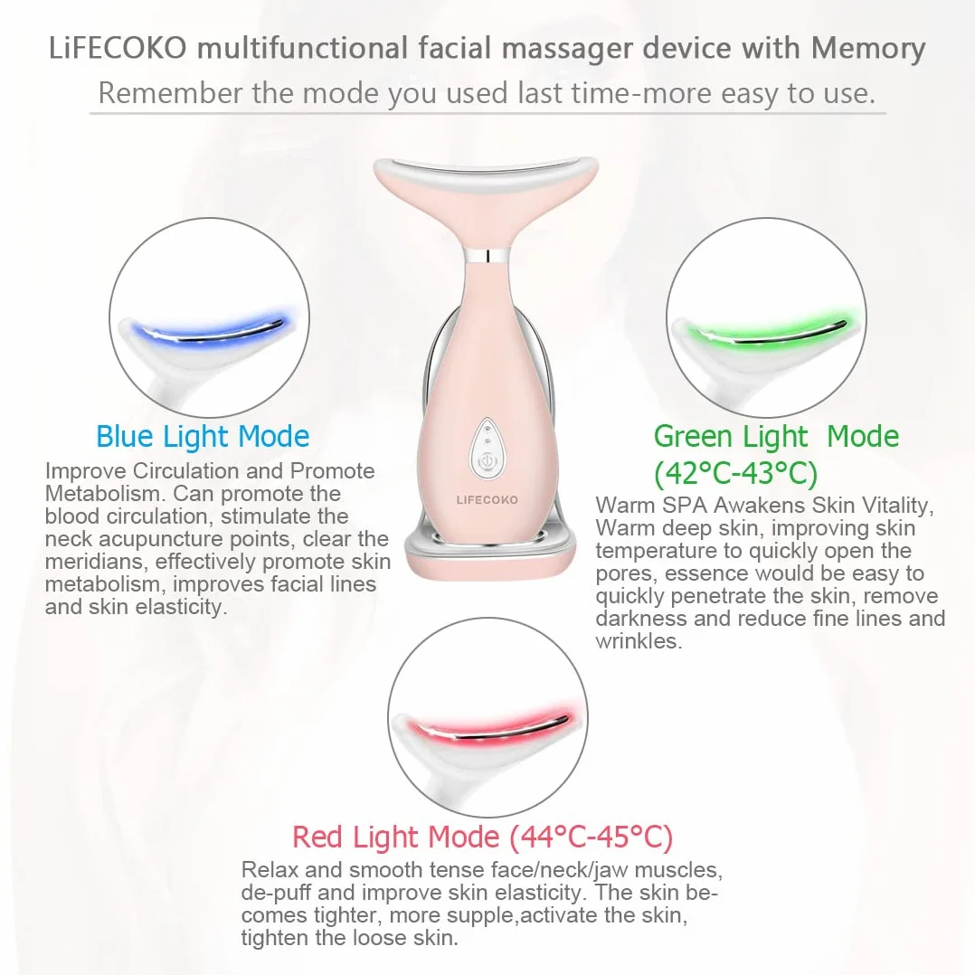 Masseur de visage électrique anti-rides, masseur de beauté raffermissant la peau pour le visage et le cou, masseur de dispositif de tonification du visage, rechargeable par USB portable (Rose)