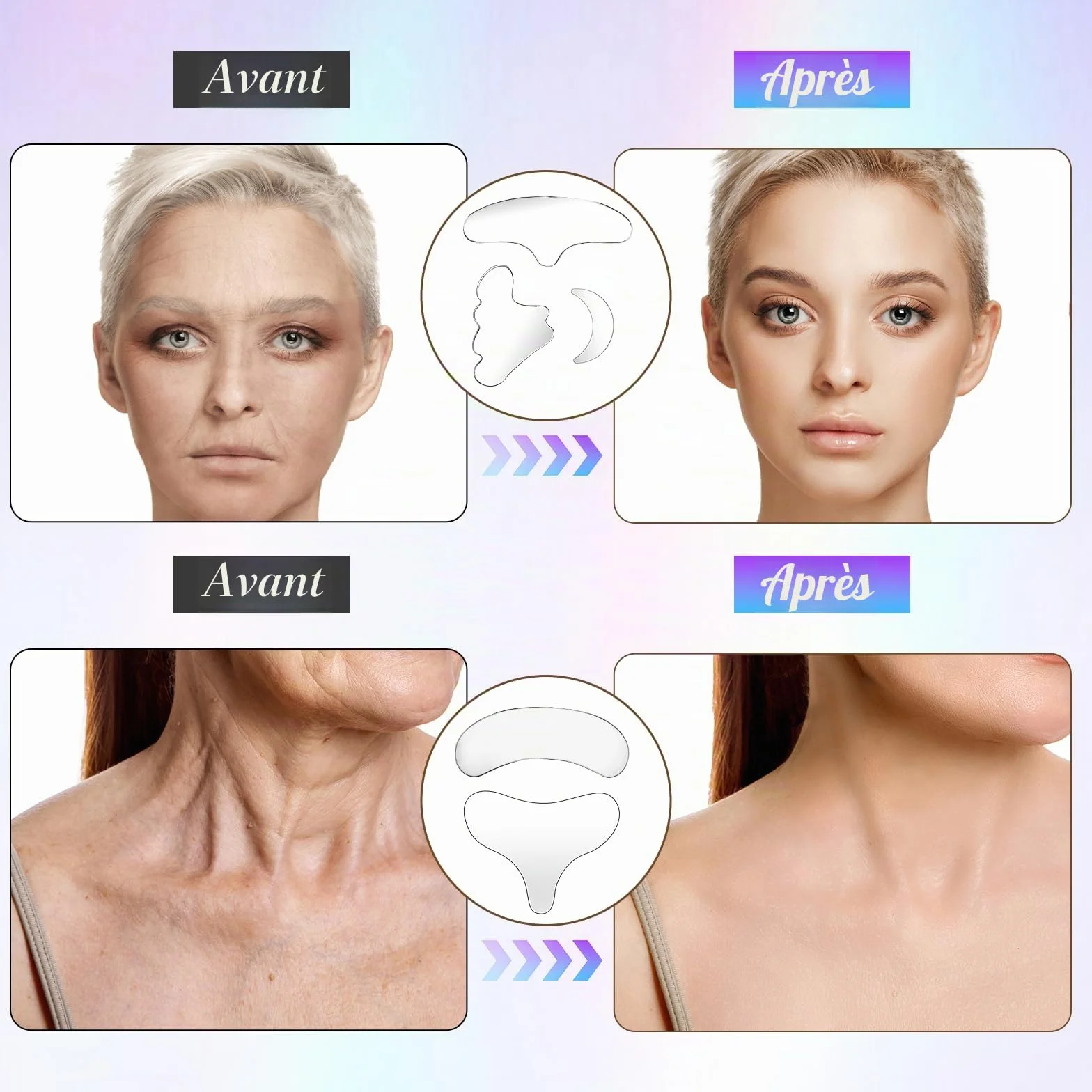 Masques anti-rides en silicone Dimeho Lot de 11 coussinets oculaires réutilisables