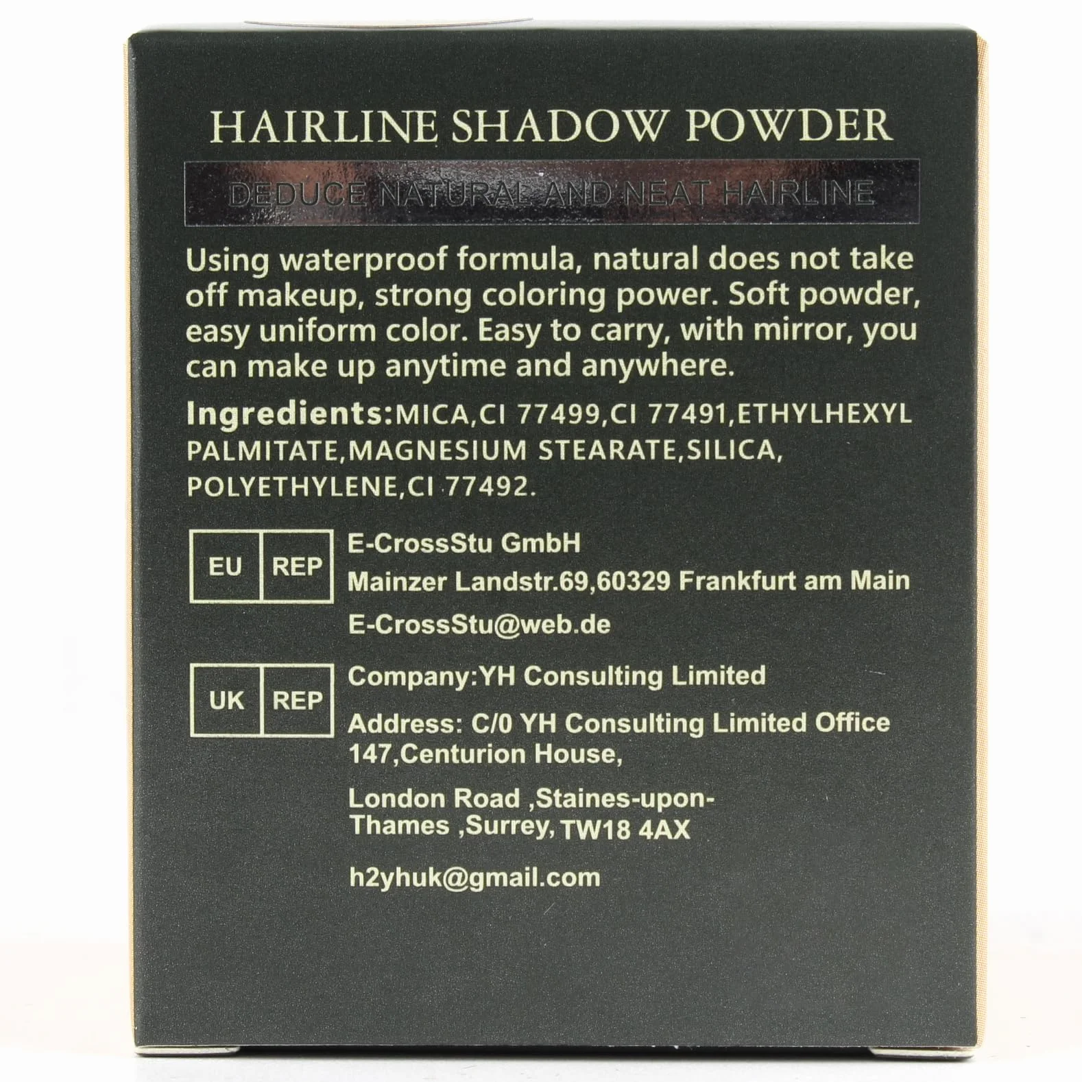 Poudre de Racine de Cheveux Noir Couverture Racine Homme Femme Cheveux Clairsemés 10g
