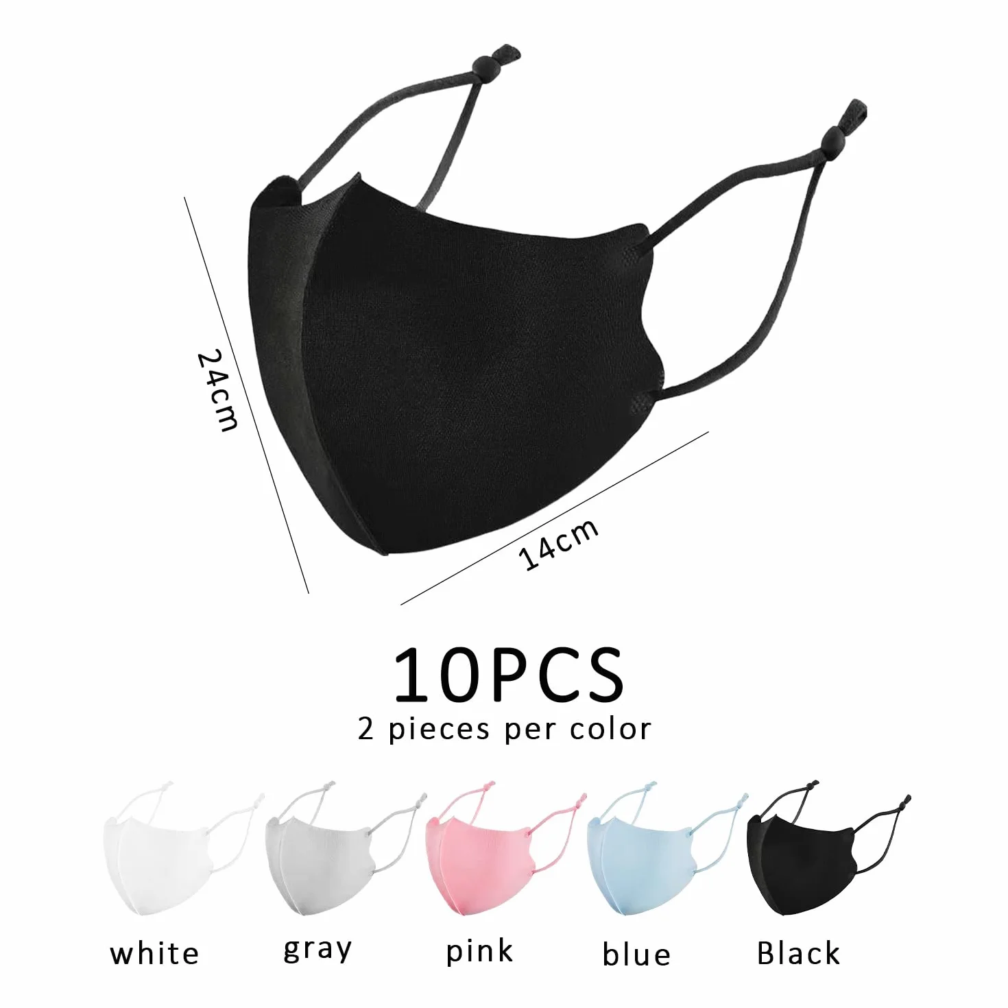 Masques De Protection Solaire En Coton Réglables Anti-Poussière Extérieurs Lot De 10