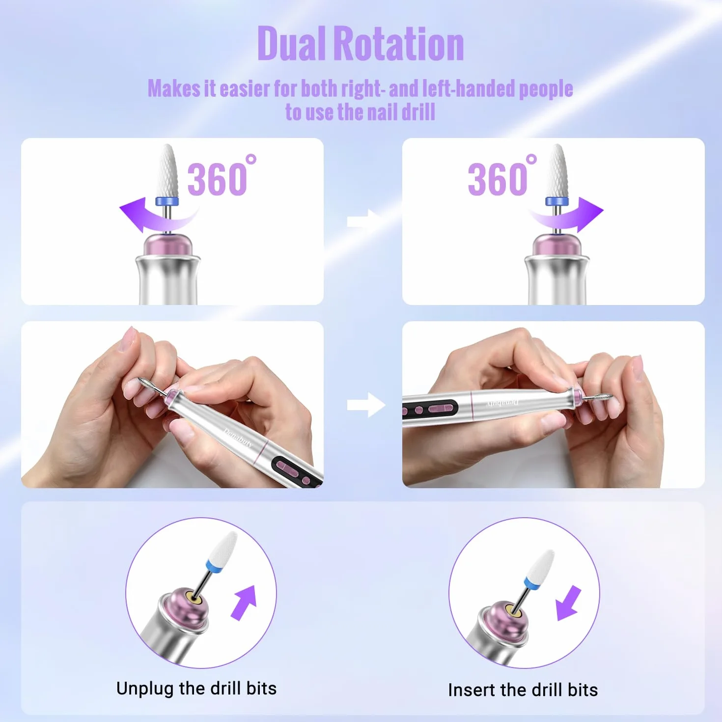 Ponceuse pour Ongles Professionnelle 35000 tr/min 12 en 1 Lime Electrique Sans Fil LED écran Numérique Kit Manucure Pédicure Rechargeable Vitesse Réglable
