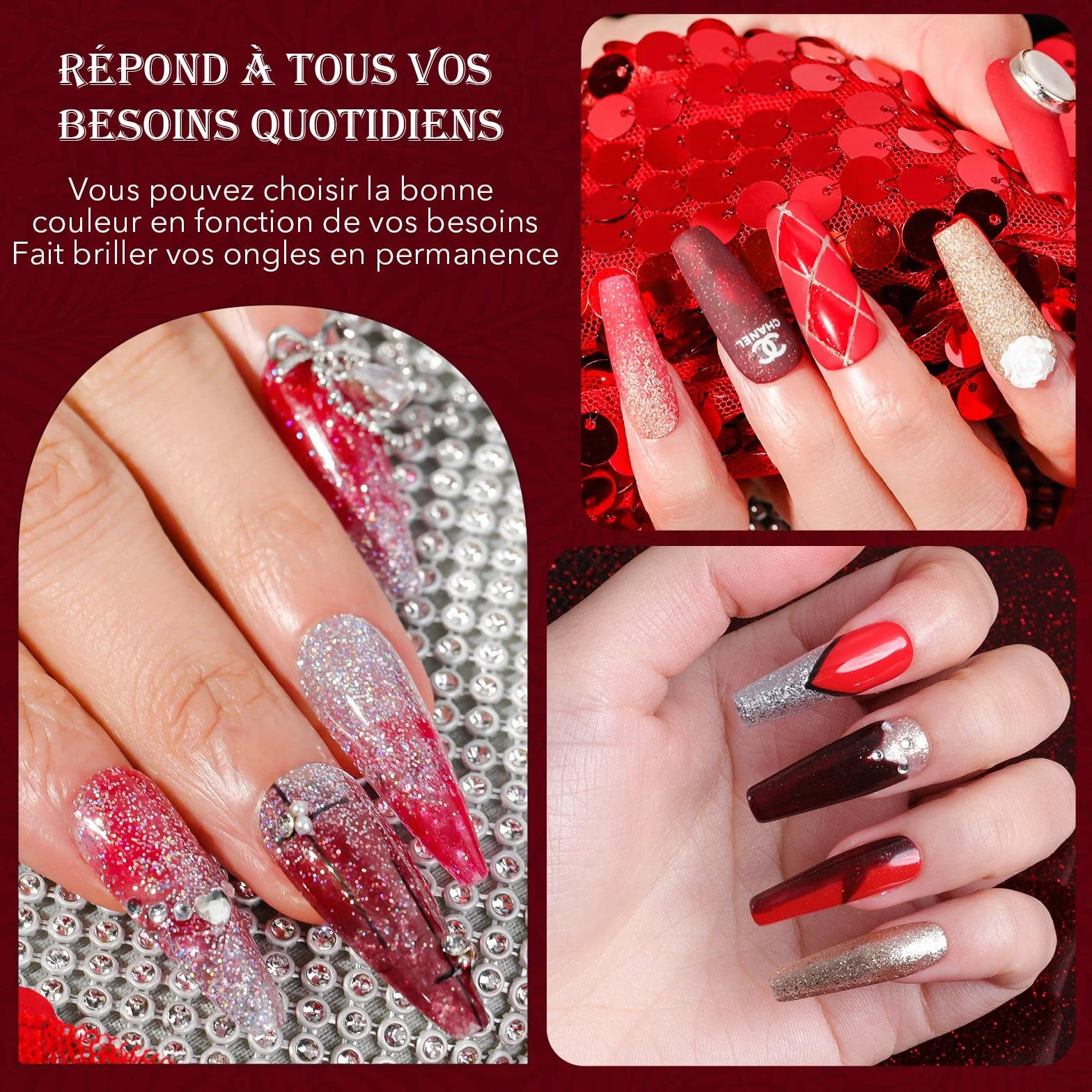 Aokitec 14Pcs Dipping Powder Kit 8 Couleurs Baiser Passionné, Poudre Acrylique avec Base Finition Activateur Pinceau, Nail Art Manucure