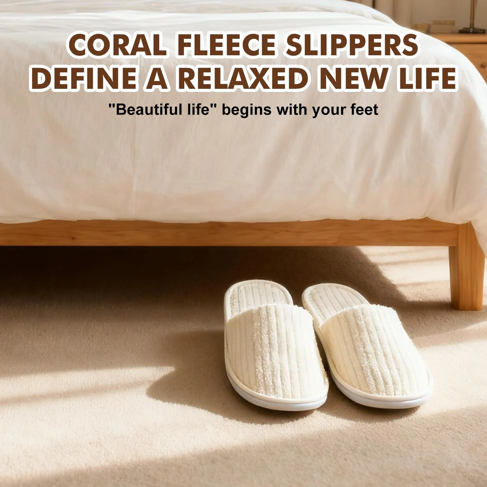 Lot de 10 paires de pantoufles de spa, antidérapantes, jetables, avec orteils fermés, en tissu éponge pour la maison, la chambre à coucher, la salle de bain, l'intérieur - Unisexe - Beige