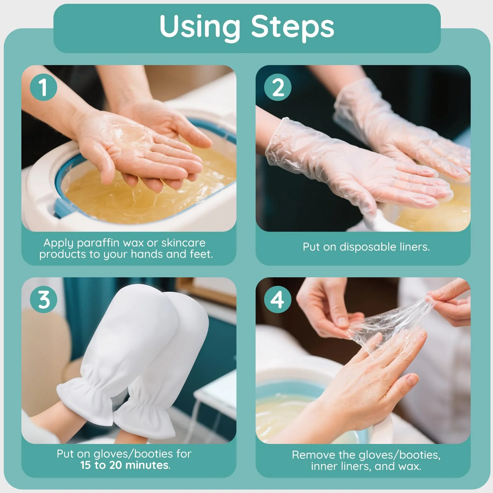 Chaussons de bain en cire de paraffine blanche, ouverture élastique Segbeauty à double éponge pour thermothérapie, sacs pour les mains et les pieds pour le traitement thermique, machine à cire