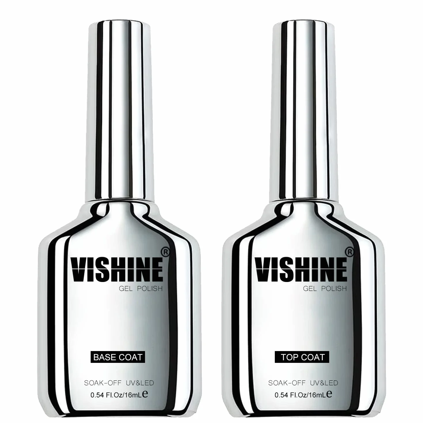 Vishine 16ml Vernis Semi Permanent Base Coat Top Coat UV LED Nail Gel Lot de 2