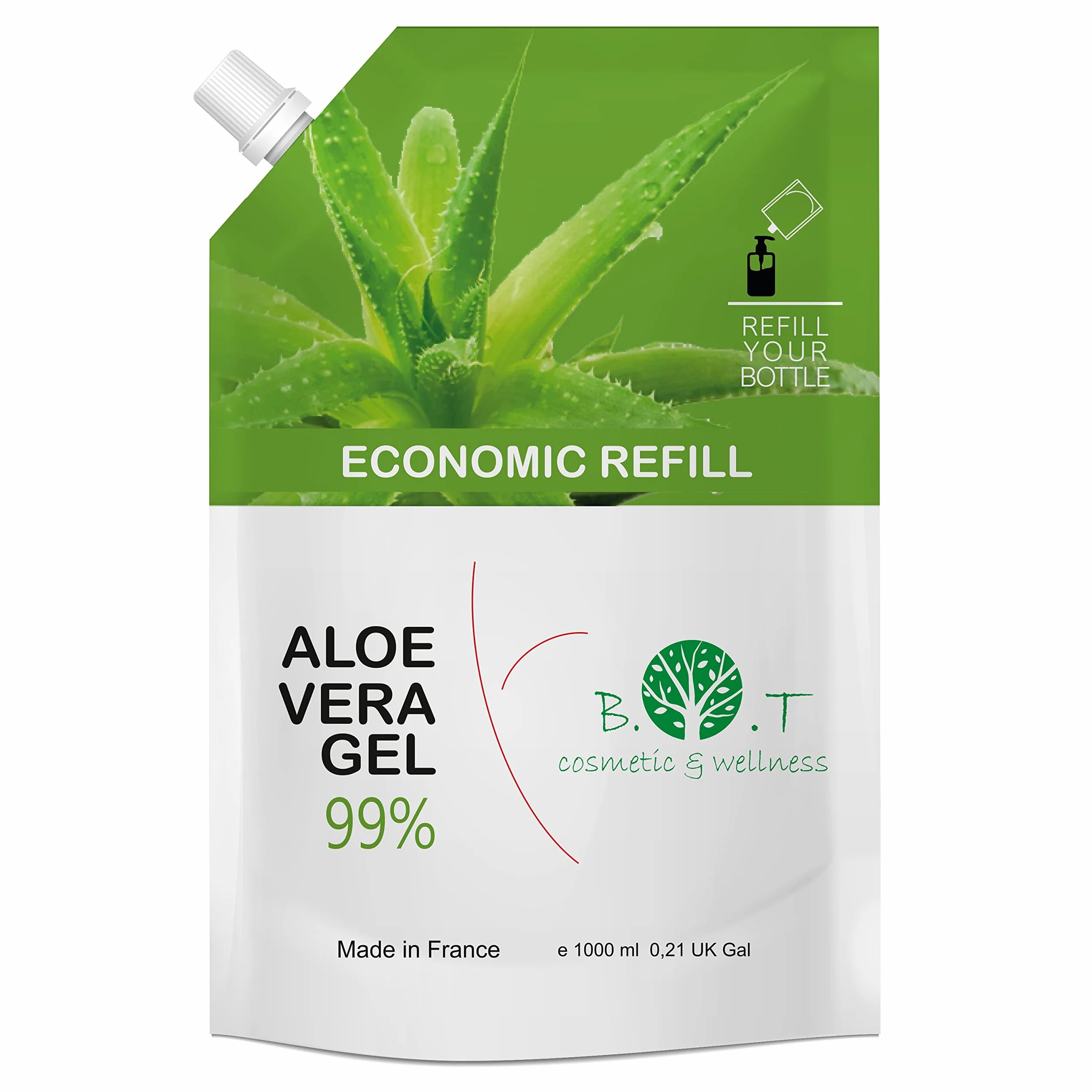 Gel Aloe Vera Bio 100% Pur Hydratant Visage et Corps Après-Soleil 1000 ML