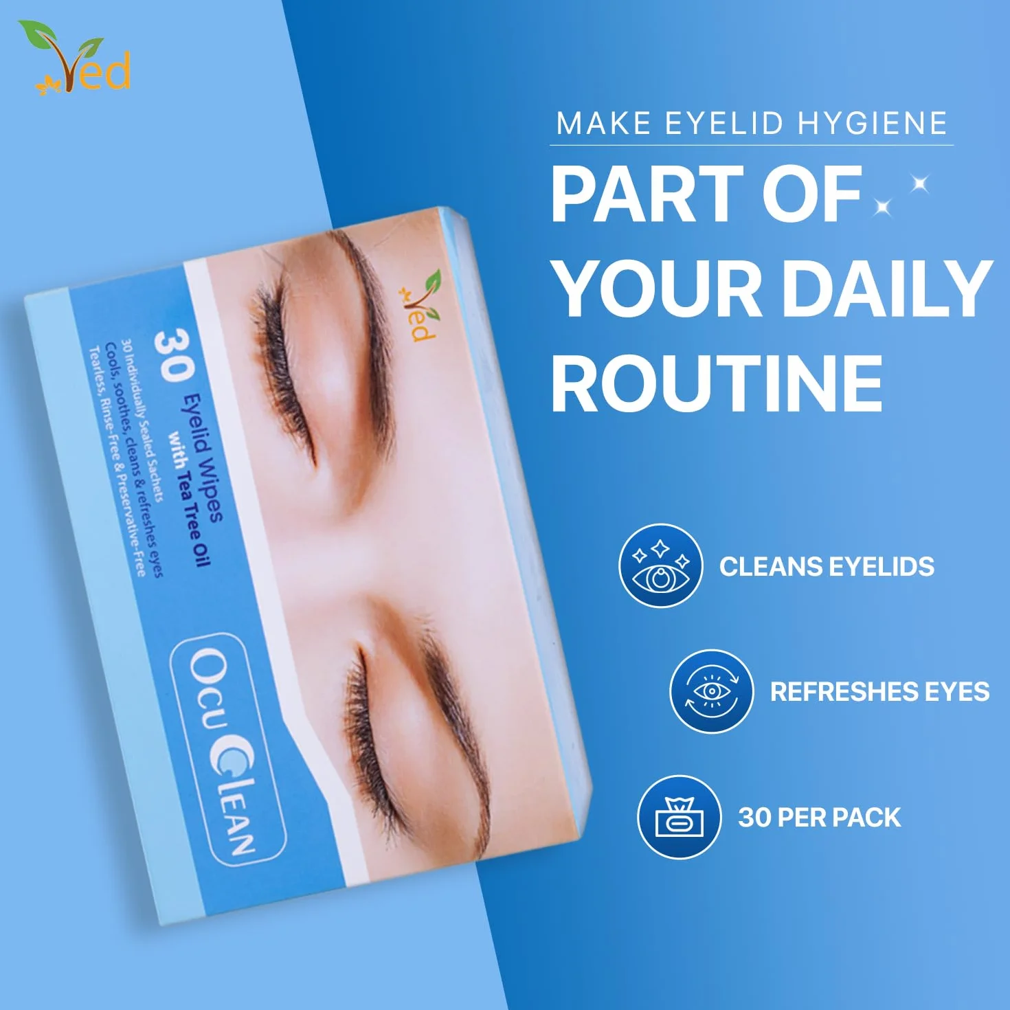Lingettes Yeux Pour Blépharite - Nettoyage Paupières Sensibles - Lot de 30 Lingettes Stériles Hygiène Oculaire