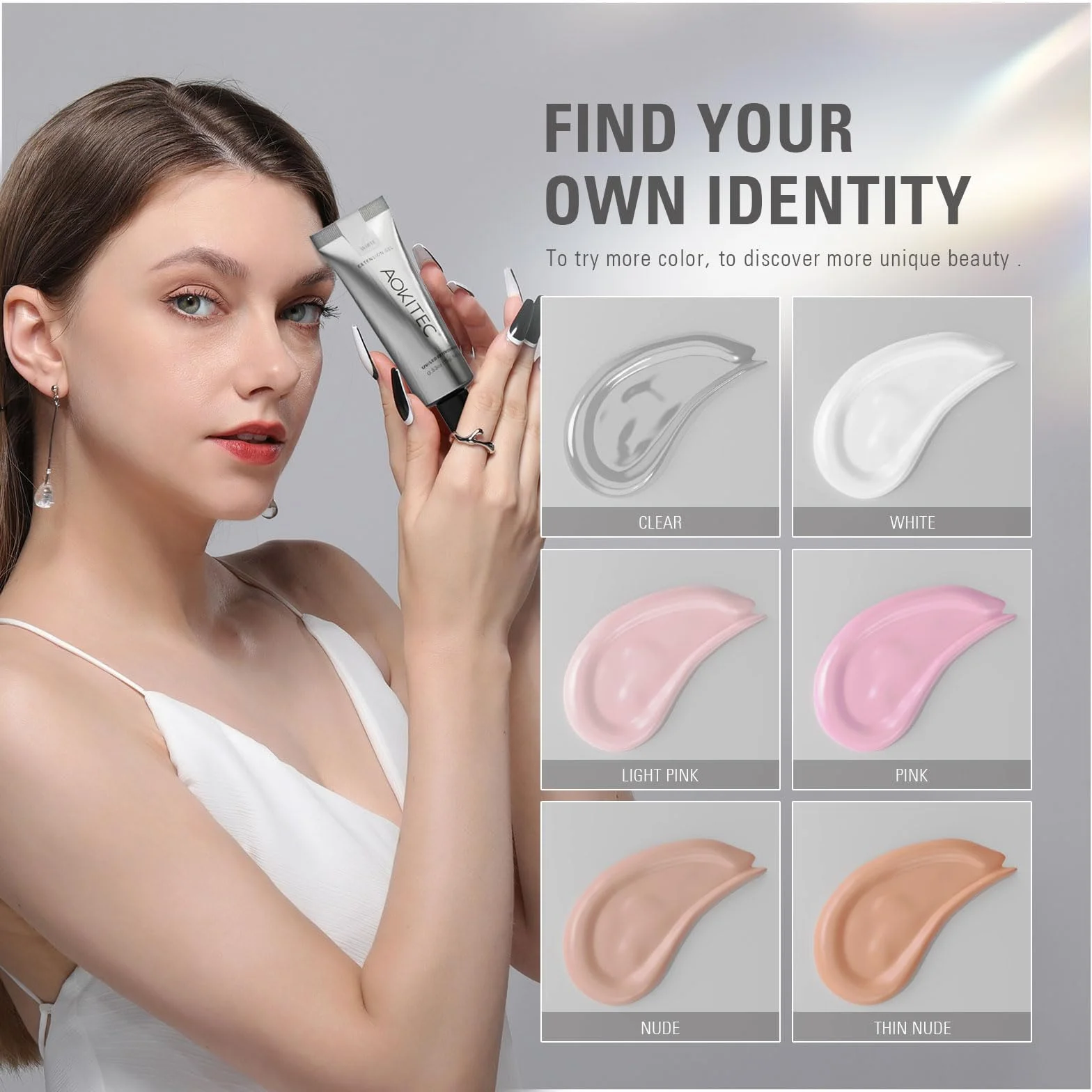 Aokitec Polygel Kit 6 Couleurs UV LED Vernis à Ongles Gel Extension