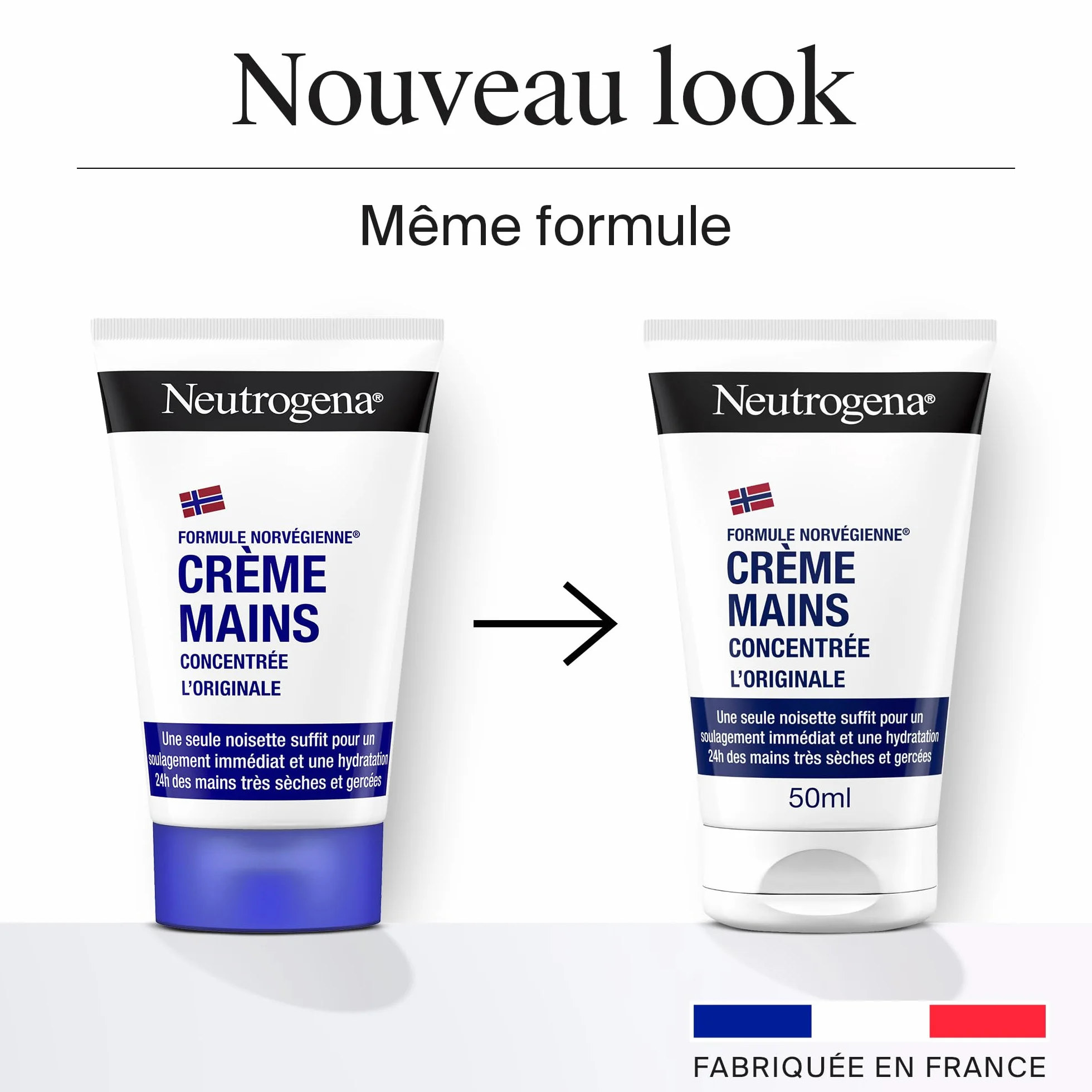 Neutrogena Crème Mains Concentrée L'Originale Formule Norvégienne lot de 2 tubes 50 ml crème hydratante mains sèches gercées hydratation 24h