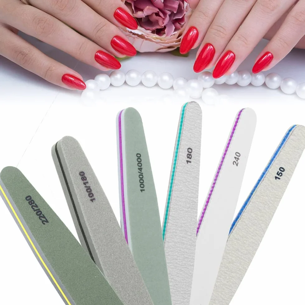 Lime à ongles professionnelle Double face 100/150/180/220/240/280/1000/4000 Grain Nail Buffer File Block