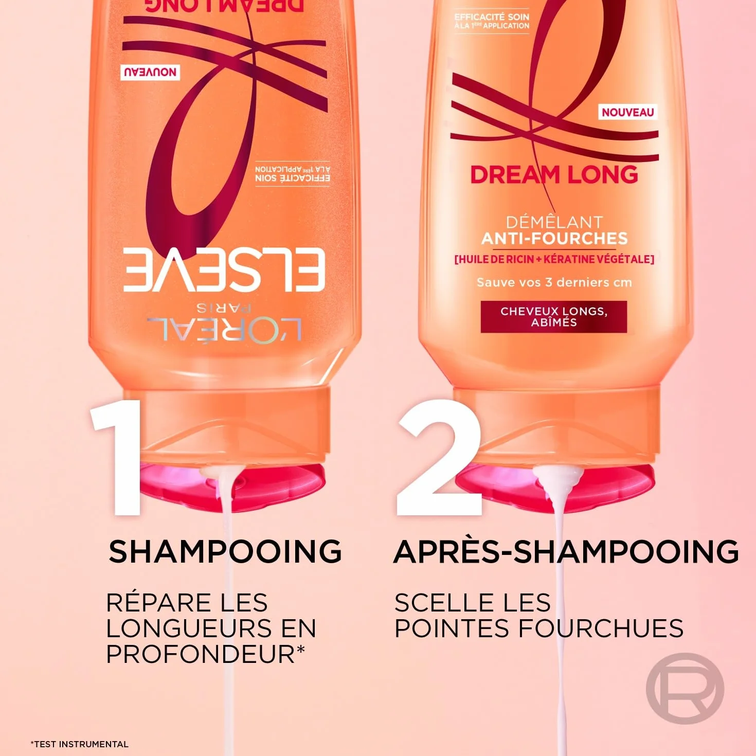 L’ORÉAL PARIS Elseve Dream Long Démêant Anti-Fourches Cheveux Longs Abimés Huile de Ricin Kératine Végétale