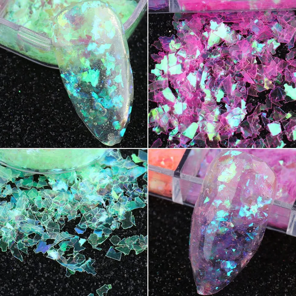 Paillettes Nail Art Flakes Holographiques Poudre à Ongles