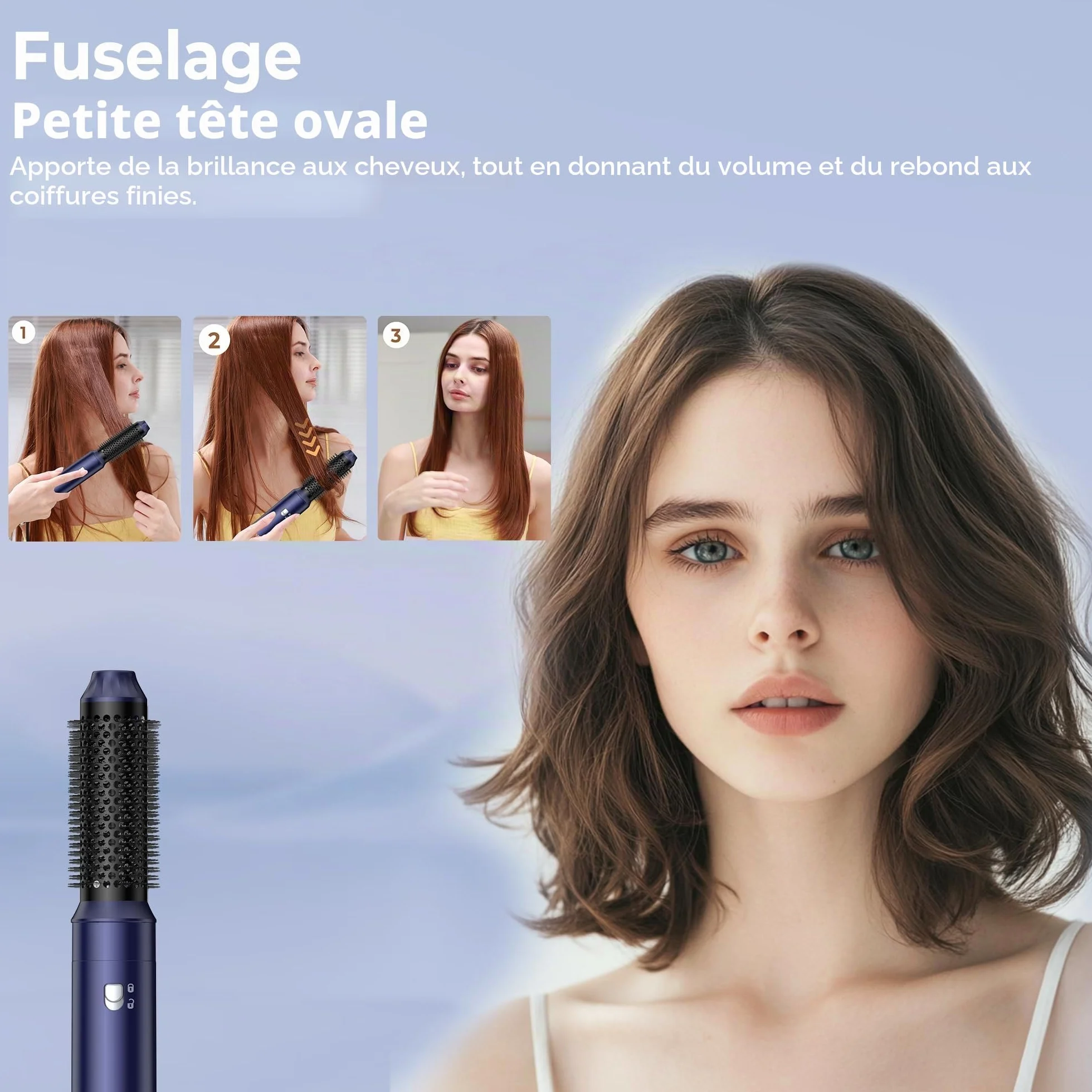 MogaWave Air Styler Pro 1000W Air Brush Hair Styler Brosse Soufflante Seche Cheveux