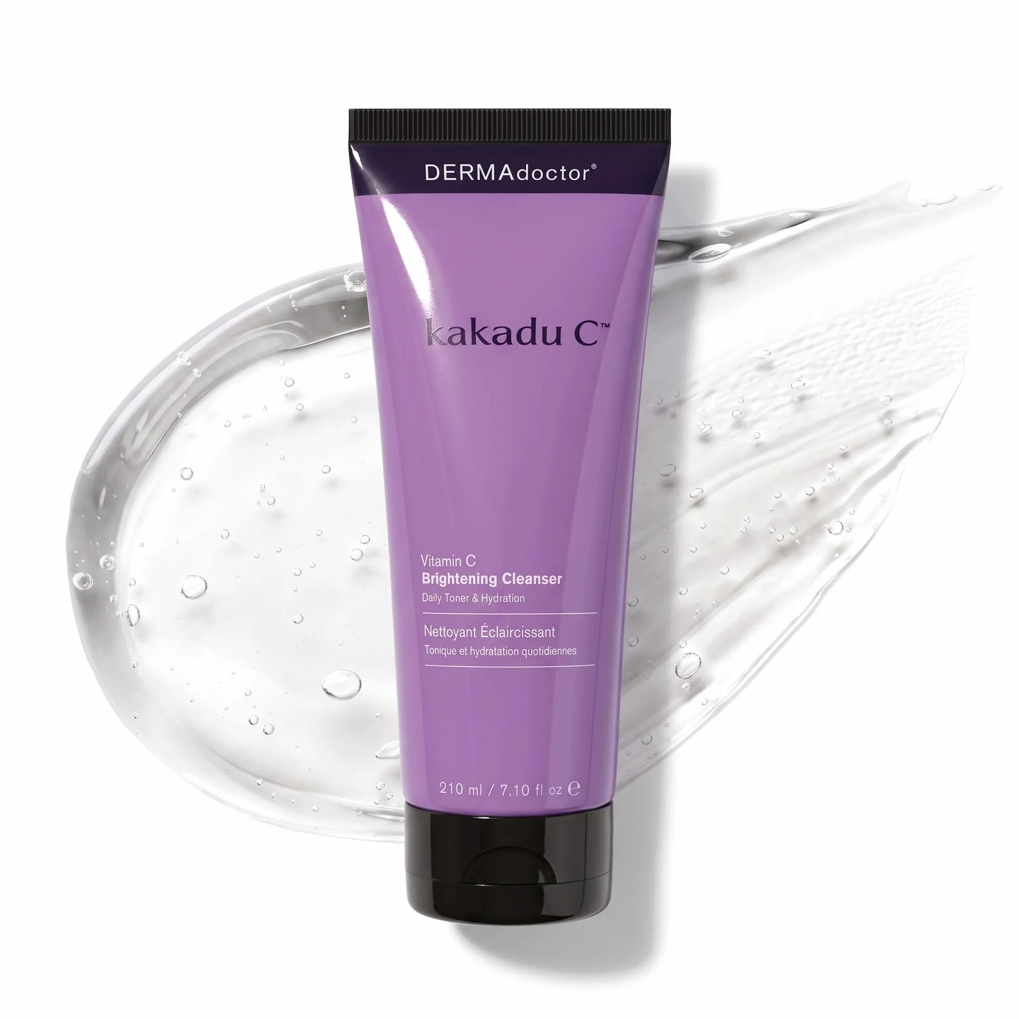 DERMAdoctor Kakadu C Nettoyant Quotidien Éclaircissant 3 en 1 Nettoyant Visage, Tonique, Démaquillant, Gel Moussant Sans Savon, Peau Hydratée à l'Aspect Sain (7.1 fl.oz).