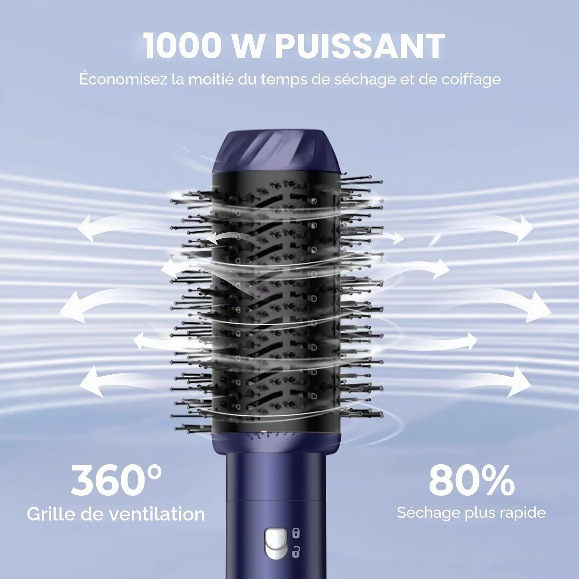 MogaWave Air Styler Pro 1000W Air Brush Hair Styler Brosse Soufflante Seche Cheveux