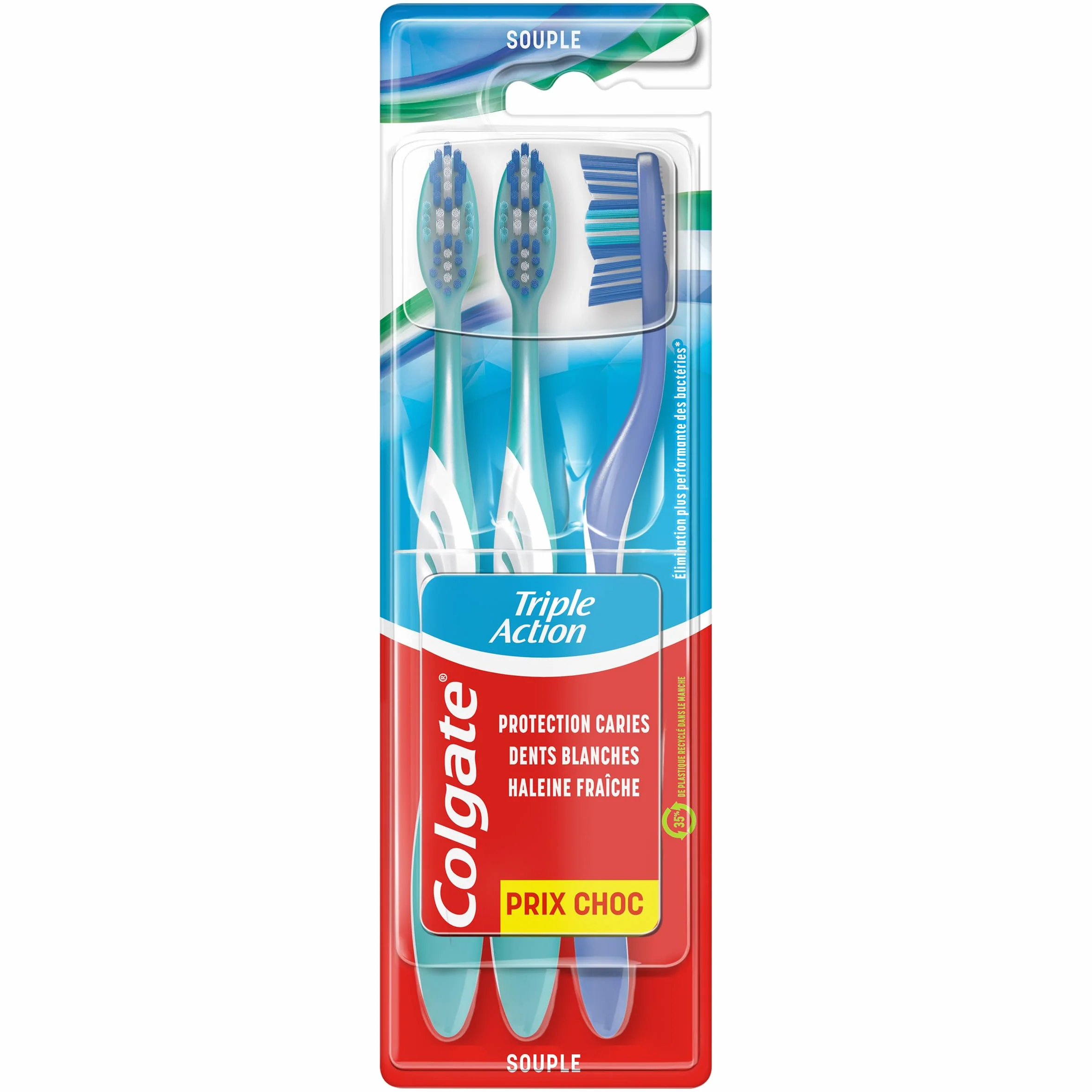 COLGATE Brosse à dents Triple Action Souple Lot de 3